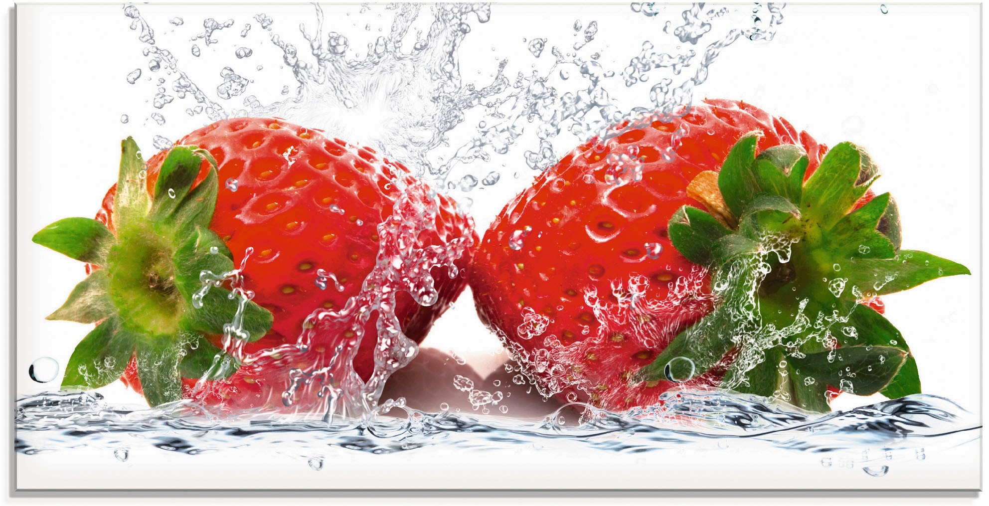 Artland Glasbild "Erdbeeren mit Spritzwasser" Lebensmittel 1 Stk. tlg. in v günstig online kaufen