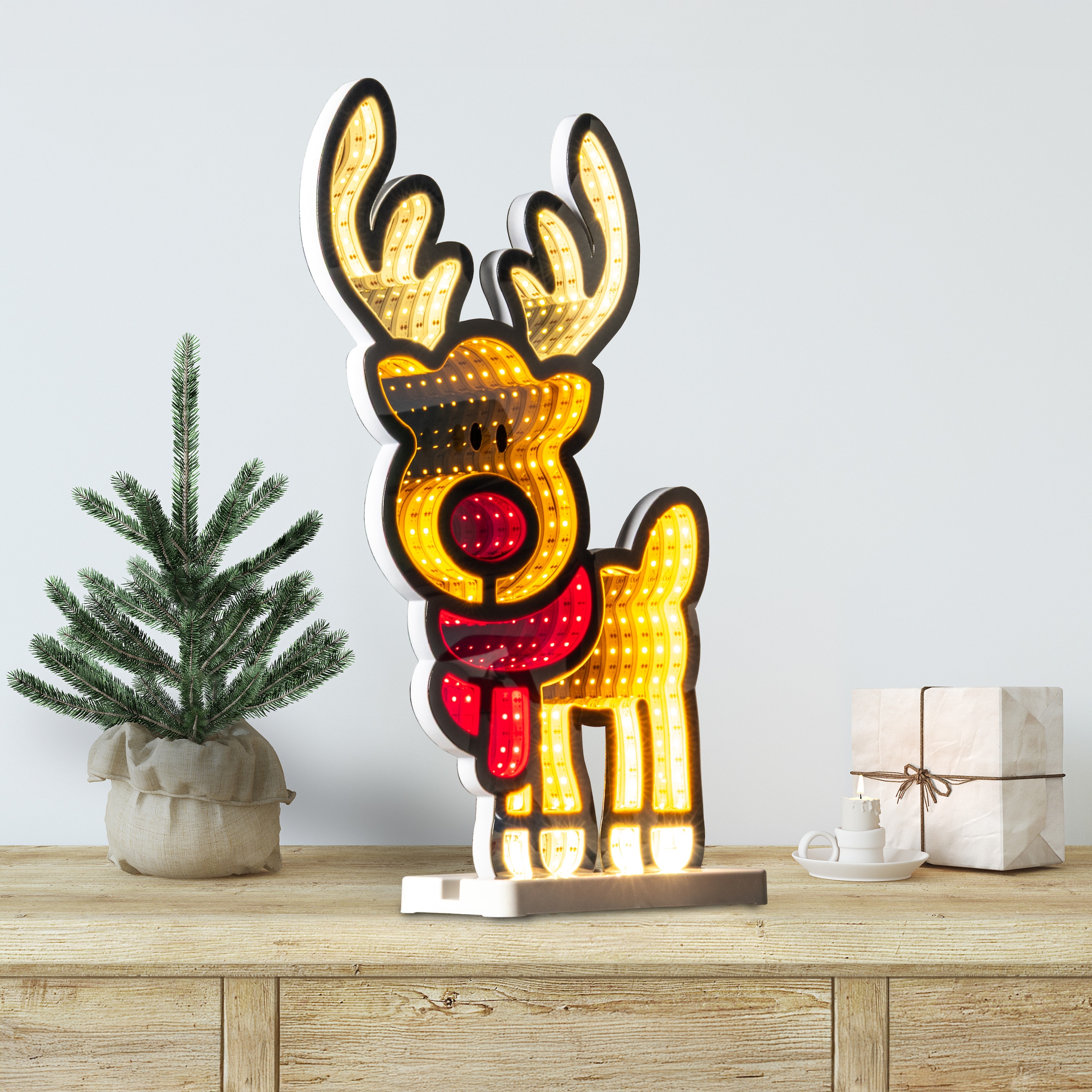 my home LED Dekofigur »LED-Rentier Evaya« LED-Modul Warmweiß Tiefenillusion mit 3D-Effekt, von beiden Seiten zu sehen