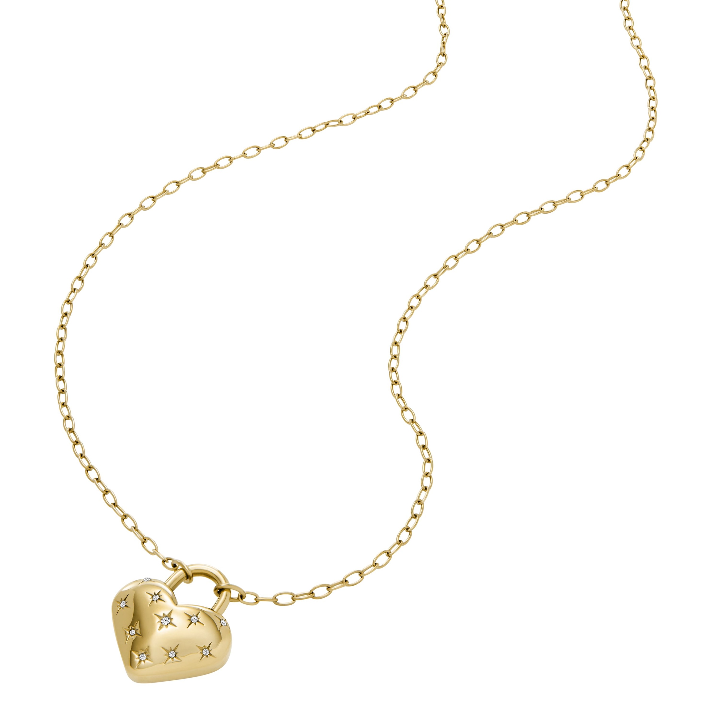 Fossil Kette mit Anhänger »Schmuck Geschenk Edelstahl SADIE Herz, JF04829710«, mit Glasstein