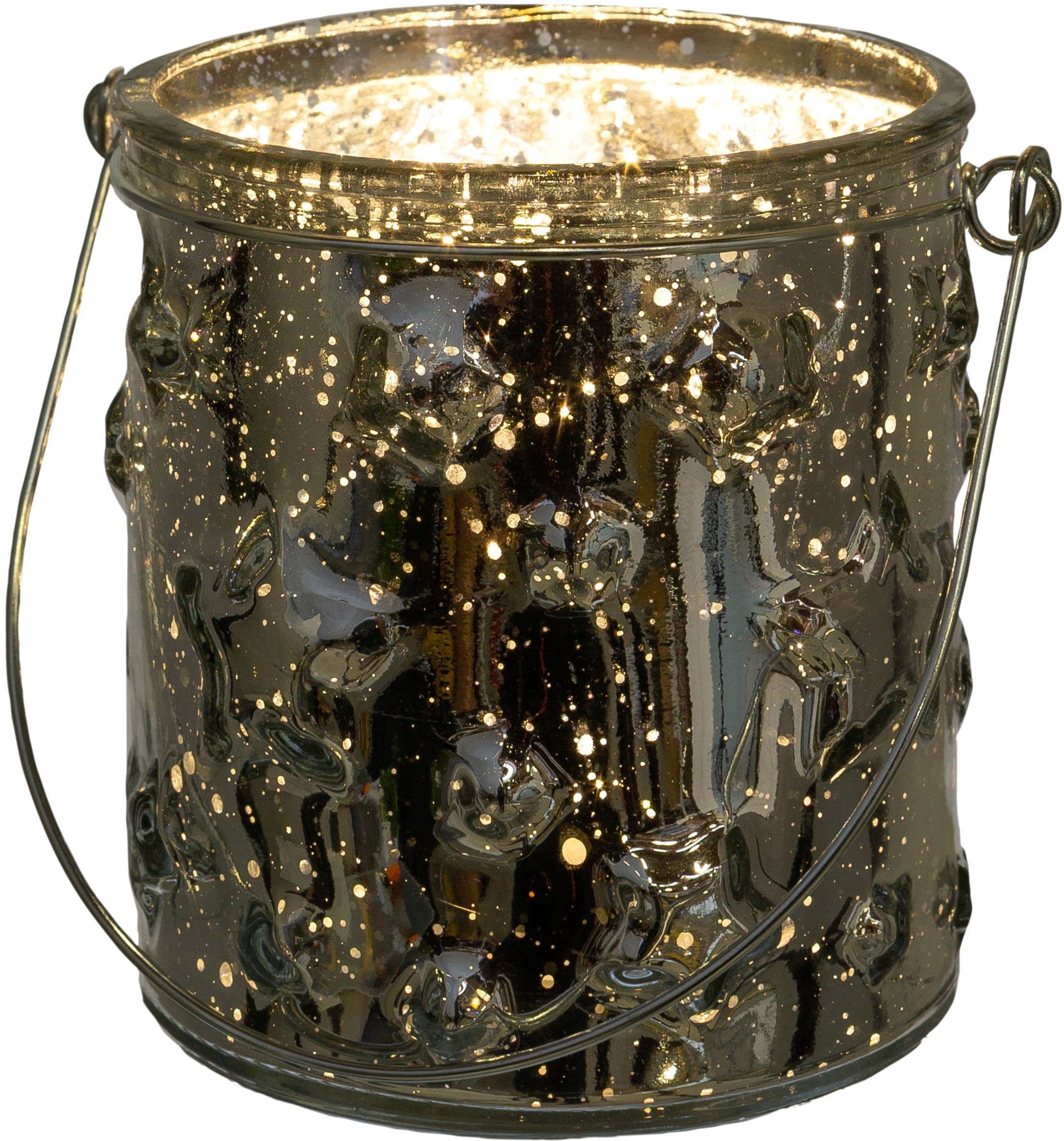 Creativ deco Windlicht »Weihnachtsdeko«, (4 St.), Glas mit Stern-Struktur