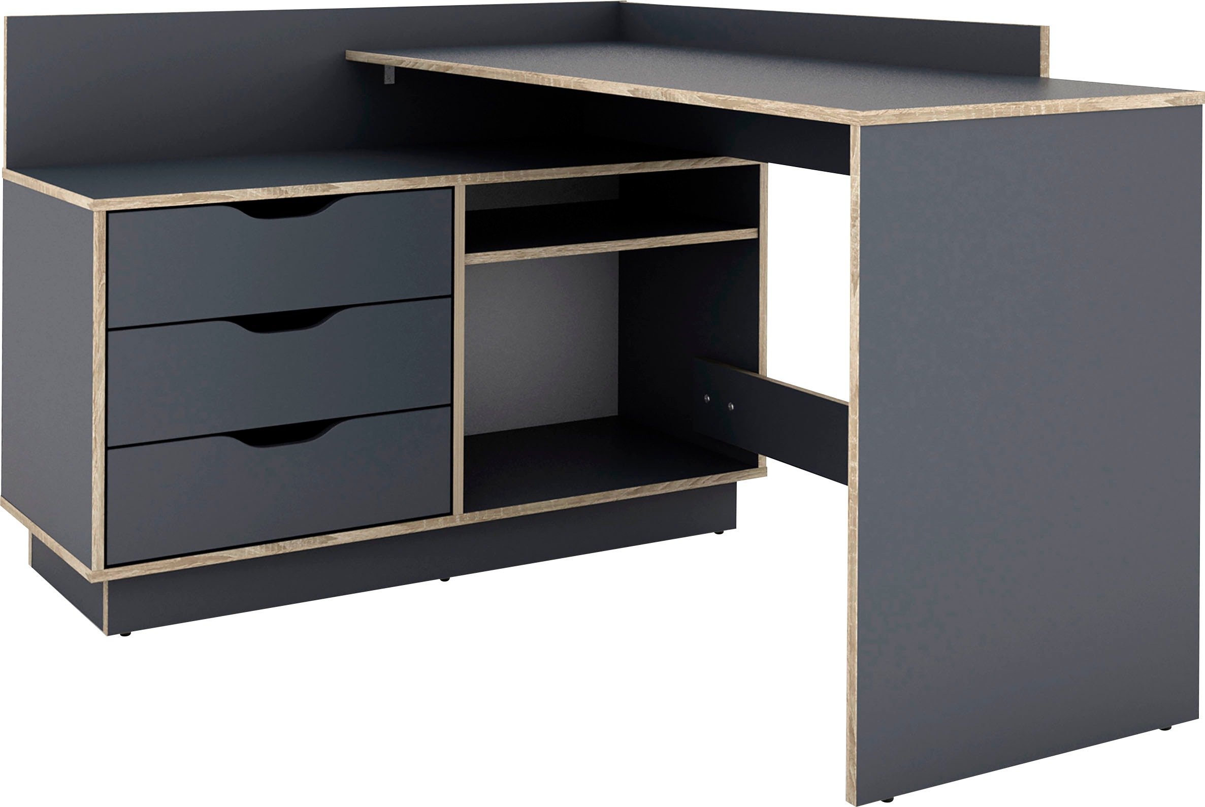 OTTO home Eckschreibtisch "Bexley" mit viel Stauraum, Breite 129 cm, rechts oder links montierbar