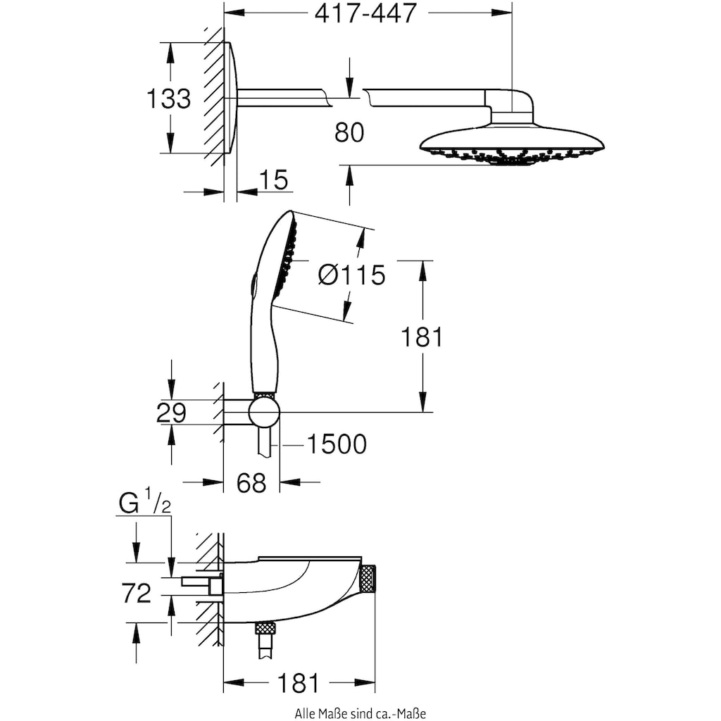 Grohe Duschsystem »Rainshower System SmartControl«, (Packung)