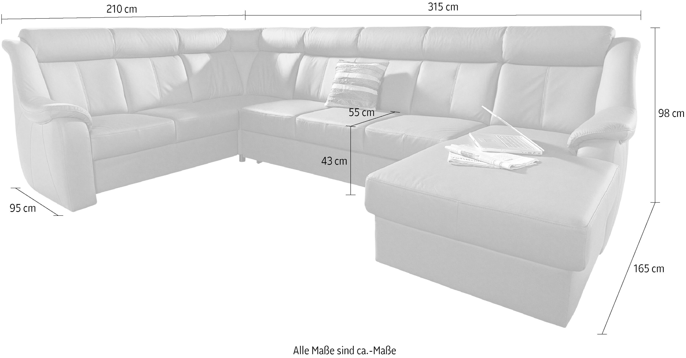 sit&more Wohnlandschaft »Basel U-Form« wahlweise mit Relaxfunktion
