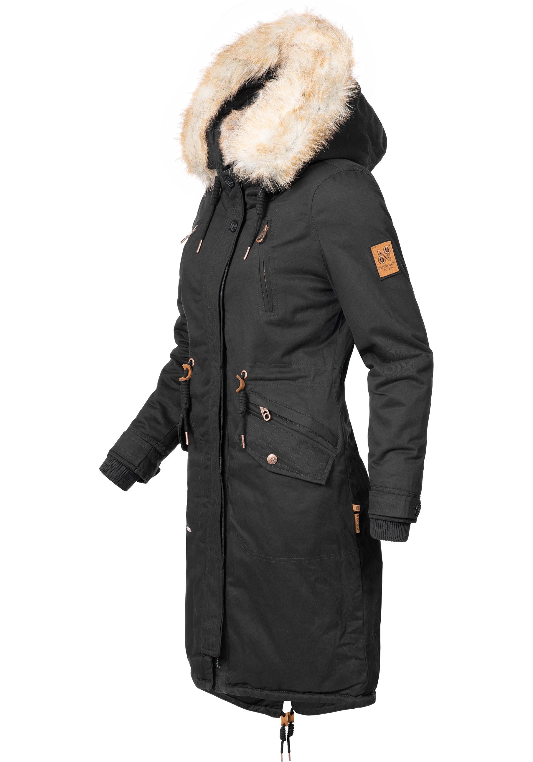 Navahoo Wintermantel »Kin-Joo«, stylischer Damen Parka mit Kunstfell-Kapuze