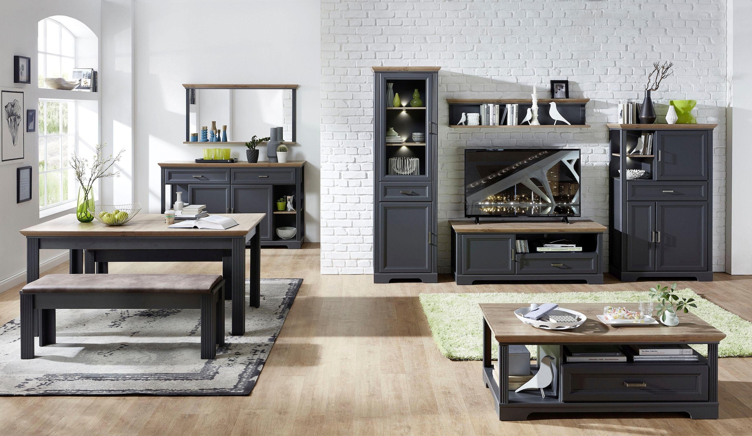 Innostyle Vitrine »Jasmin«, (1 Sideboard und 1 Aufsatzvitrine), 2-teilig