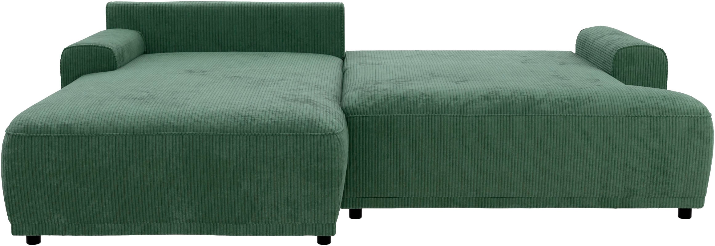TRENDMANUFAKTUR Ecksofa »Fordon, Schlafsofa mit Bettkasten, Couch in L-Form, Breite 250 cm«, in Cordstoff HYPER, dunkelgrün, Recamiere links