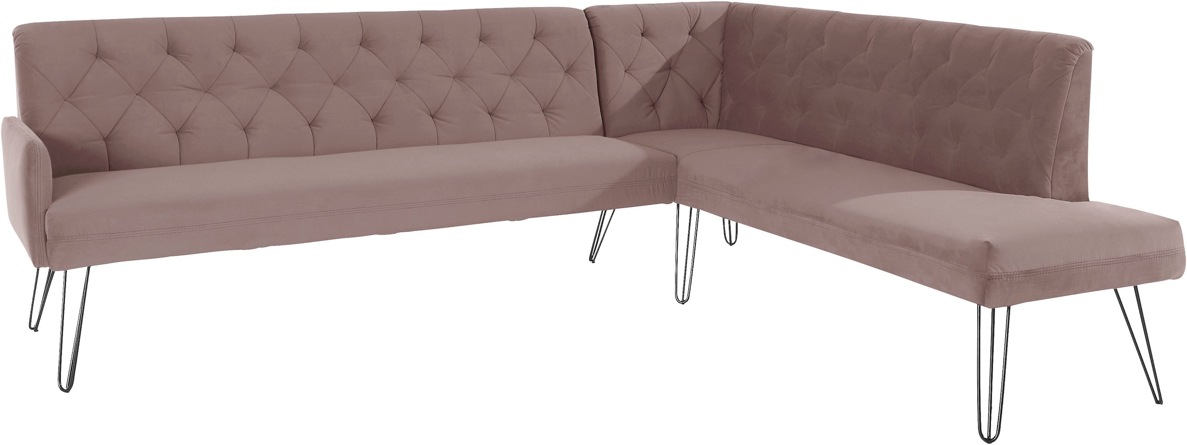 exxpo - sofa fashion Eckbank »Doppio, Chesterfield Optik, komfortabel und bequem, hohe Designfüße«, Frei im Raum stellbar