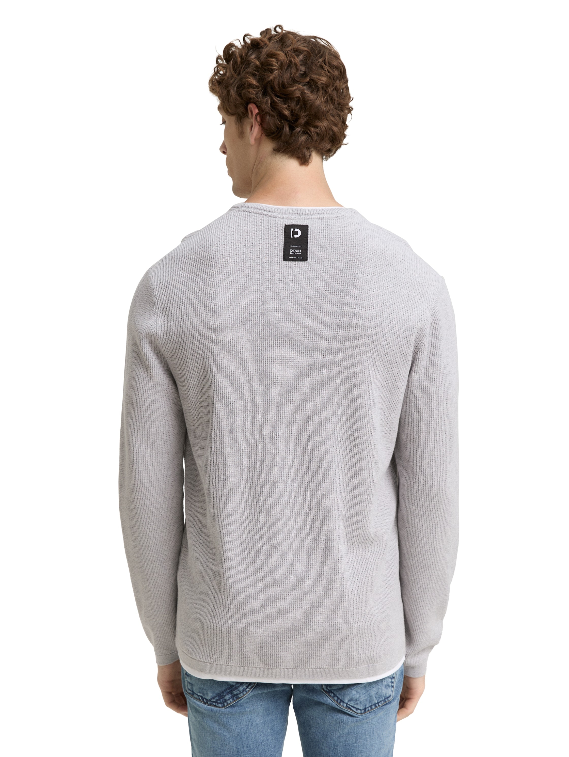 TOM TAILOR Denim Strickpullover, mit 2-in-1 Ausschnitt