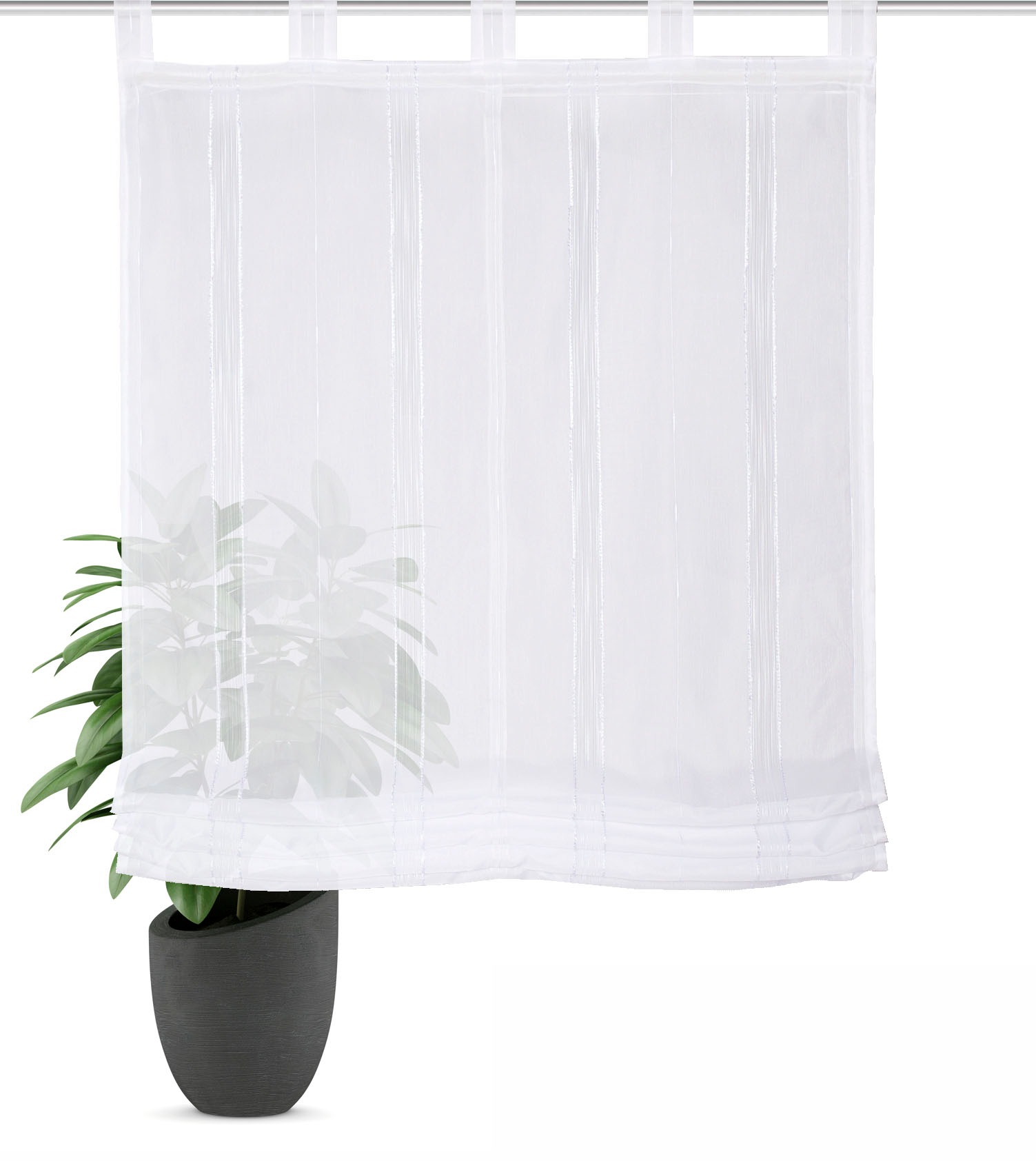 Thumbnail - HOME WOHNIDEEN Raffrollo "ALNUR" mit Schlaufen freihängend Schlaufenrollo Längsstreifen