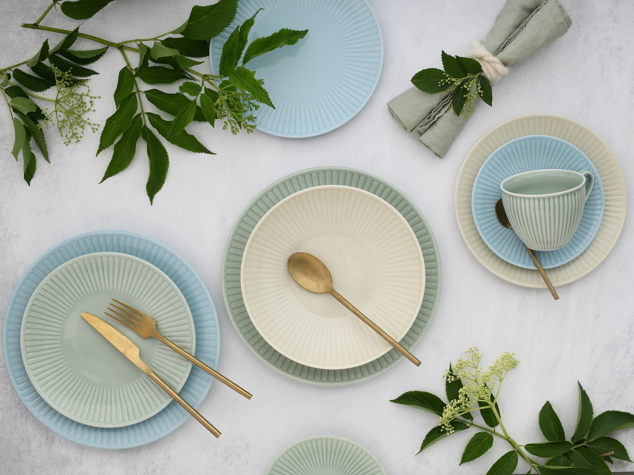 CreaTable Kombiservice »Valencia Pastell, Kombi-Service 30-tlg«, (Set, 30 tlg.), Elegant, Boho Chic