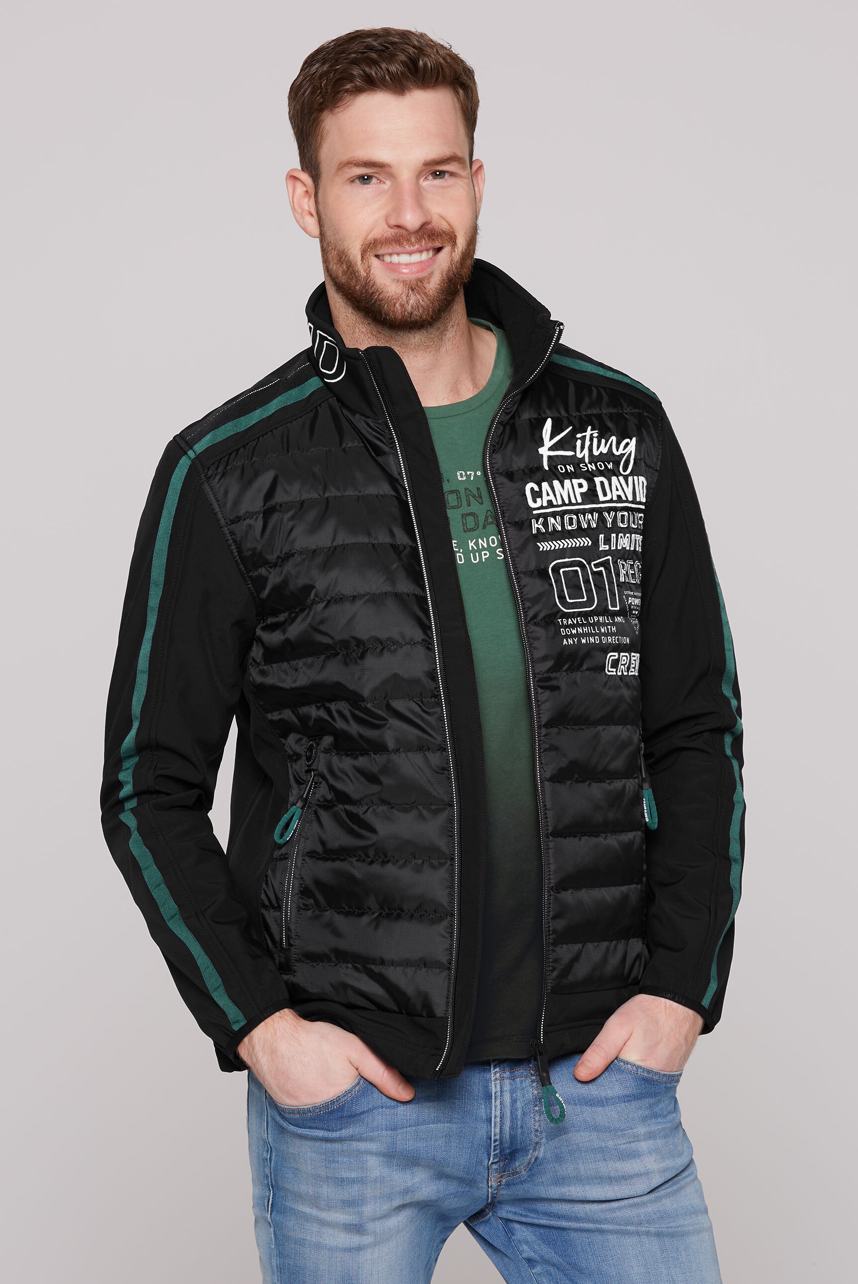 CAMP DAVID Softshelljacke, ohne Kapuze, mit verstellbarem Gummizug im Saum