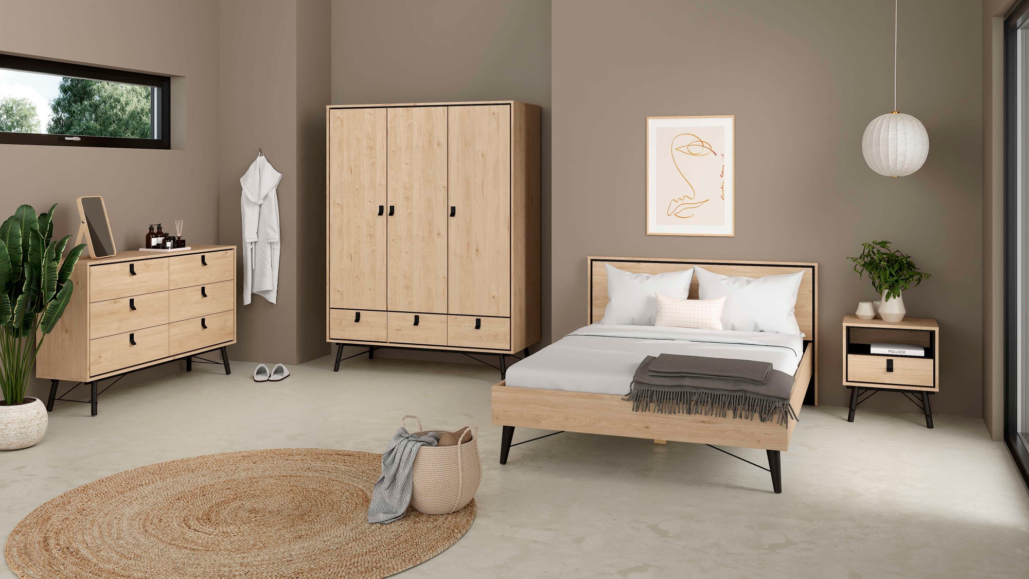 andas Kleiderschrank »RY«, mit 3 Türen und 3 Schubladen, Breite/Höhe 150/200 cm