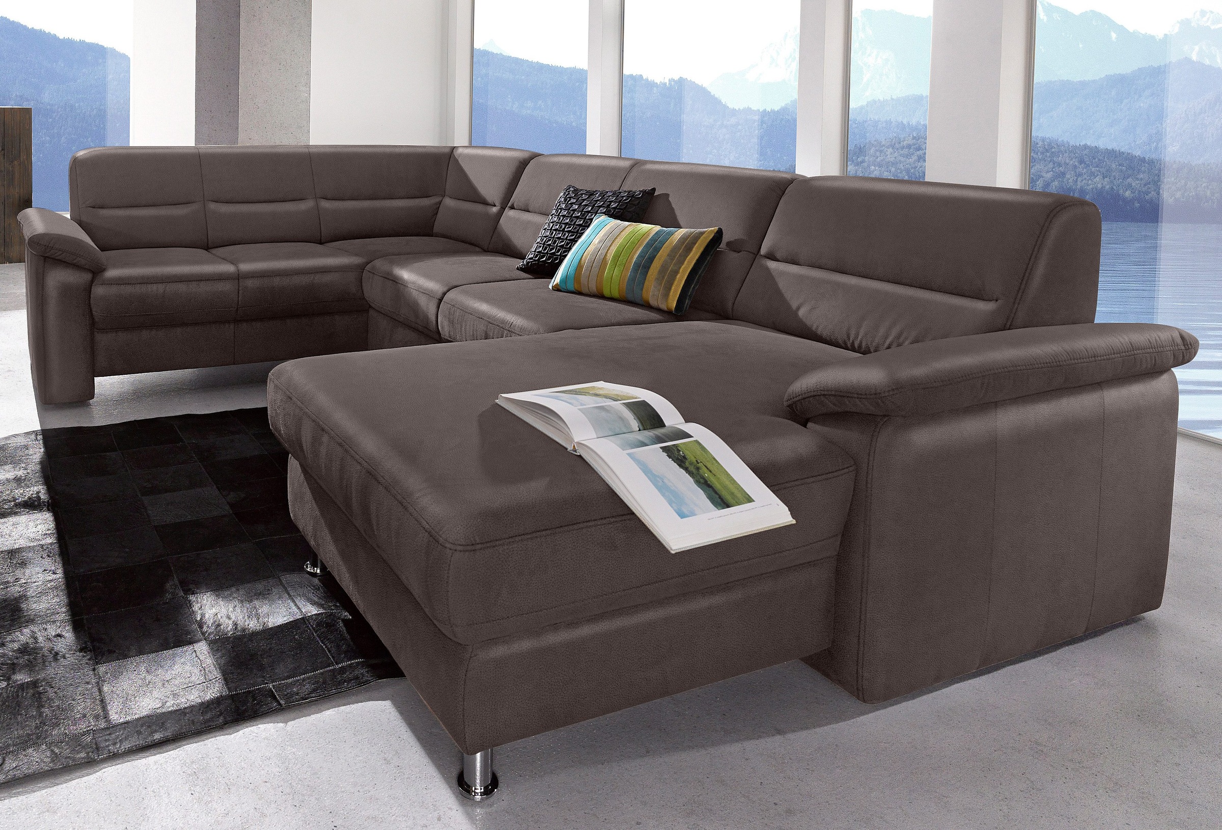 sit&more Wohnlandschaft "Ascara U-Form, B:312cm, klassisches Design, Taschenfederkernpolsterung" inklusive Boxspring/Federkern-Polsterung, wahlweise mit Schlaffunktion