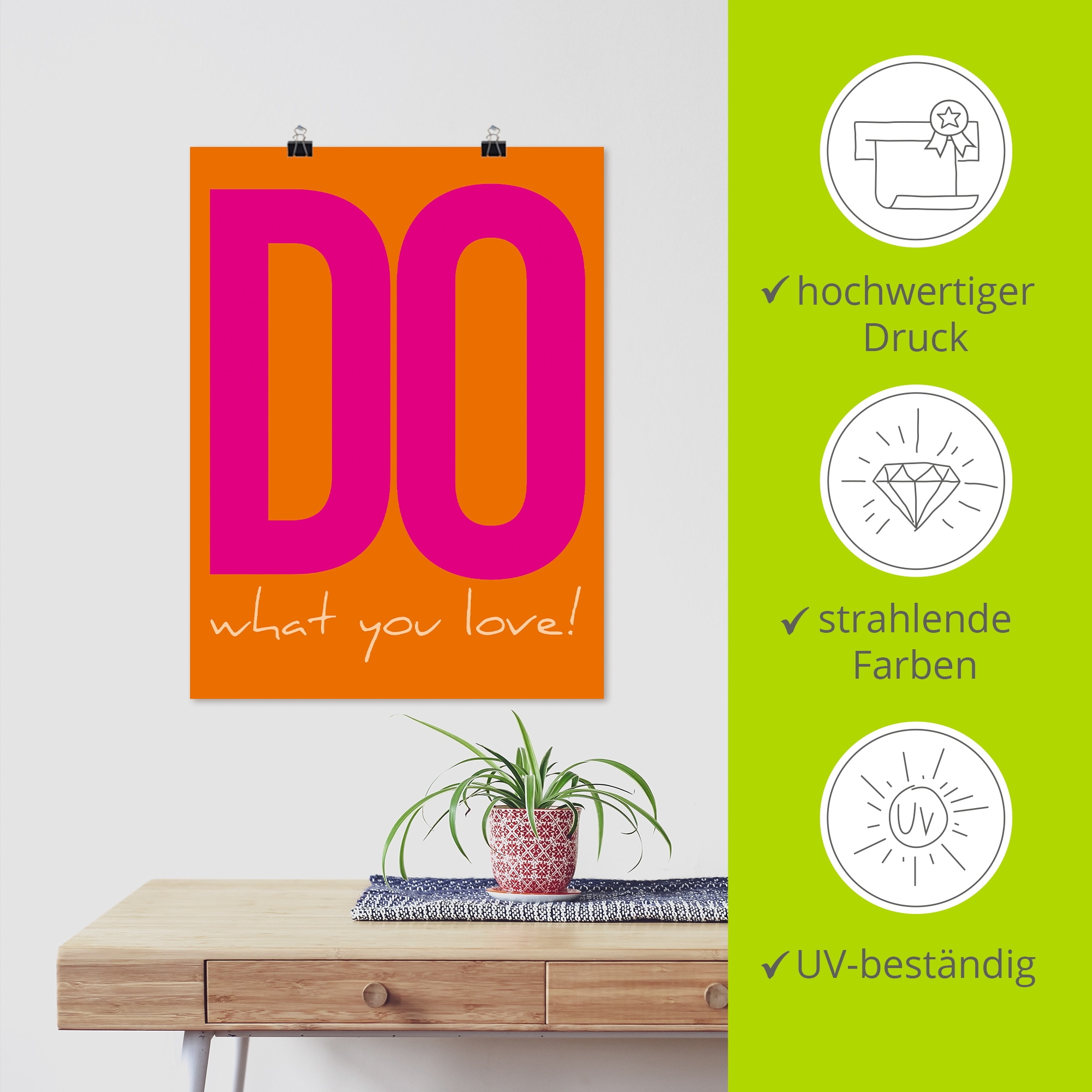 Artland Wandbild »Do what you love« Sprüche & Texte 1 Stk. tlg. als Alubild, Leinwandbild, Poster, Wandaufkleber in verschied. Größen