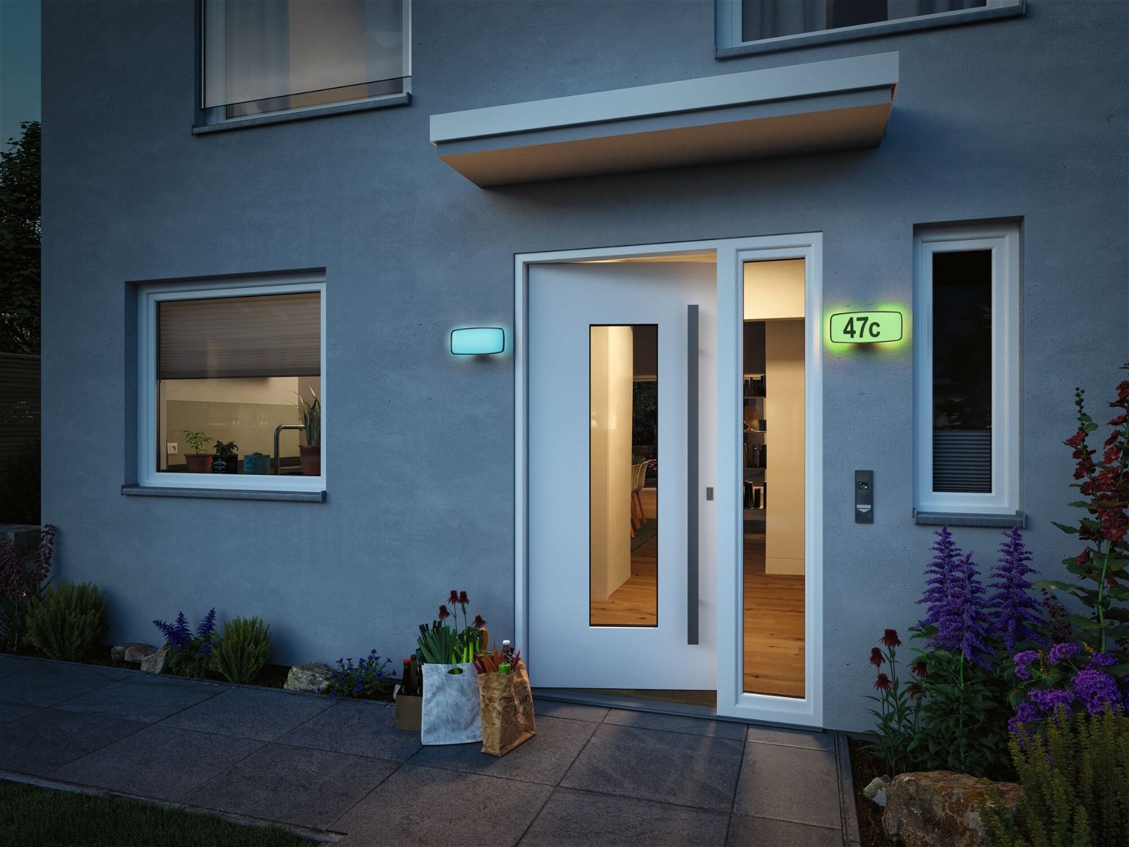 Paulmann LED Außen-Wandleuchte »Hausnummernleuchte IP44 276x73mm 6,5W 430lm 230V Anthrazit Kunststoff«, 1 flammig, Smart Home Zigbee 3.0 Dämmerungssensor RGBW+