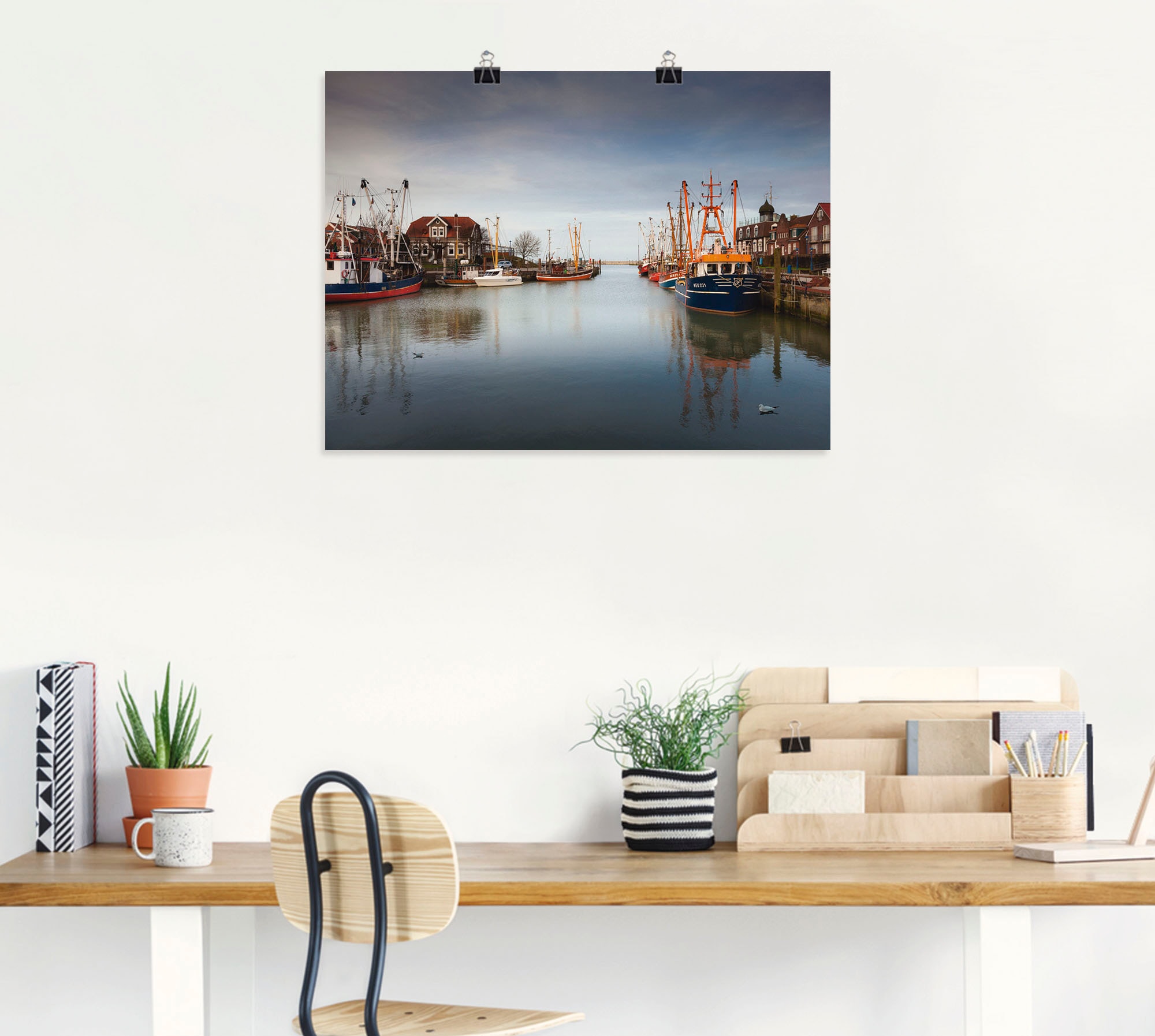 Artland Poster »Im Hafen der Stille...«, Boote & Schiffe, (1 St.), als Leinwandbild, Wandaufkleber oder Poster in versch. Größen