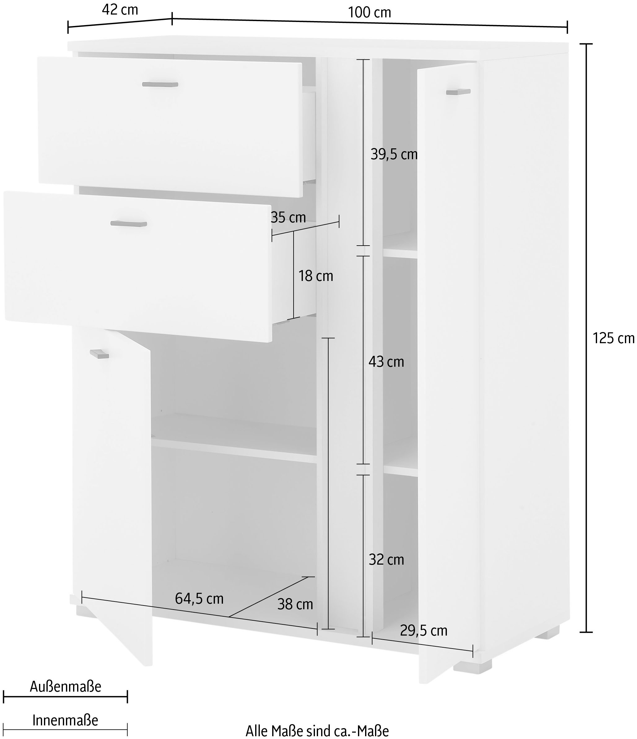 INOSIGN Highboard »LONG ISLAND«, (1 St.), in moderner Trendfarbe,inklusive senkrechter Beleuchtung,Breite 100 cm