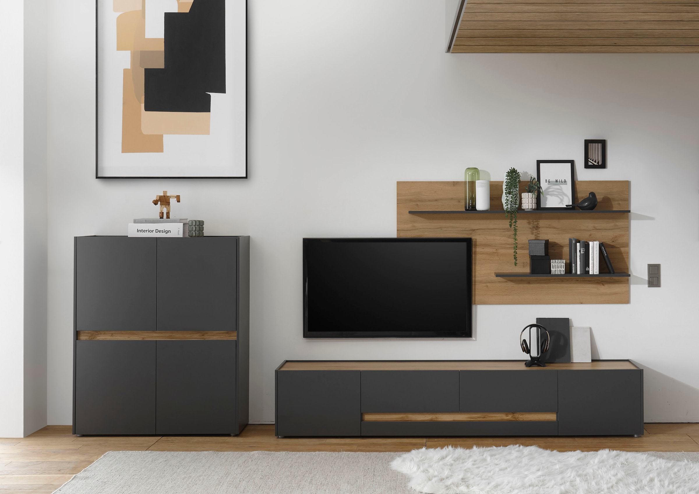 Home affaire Wohnwand "City/Giron, moderne Anbauwand, Komplettset in vielen Farben verfügbar" Set, 3 Stk. tlg.