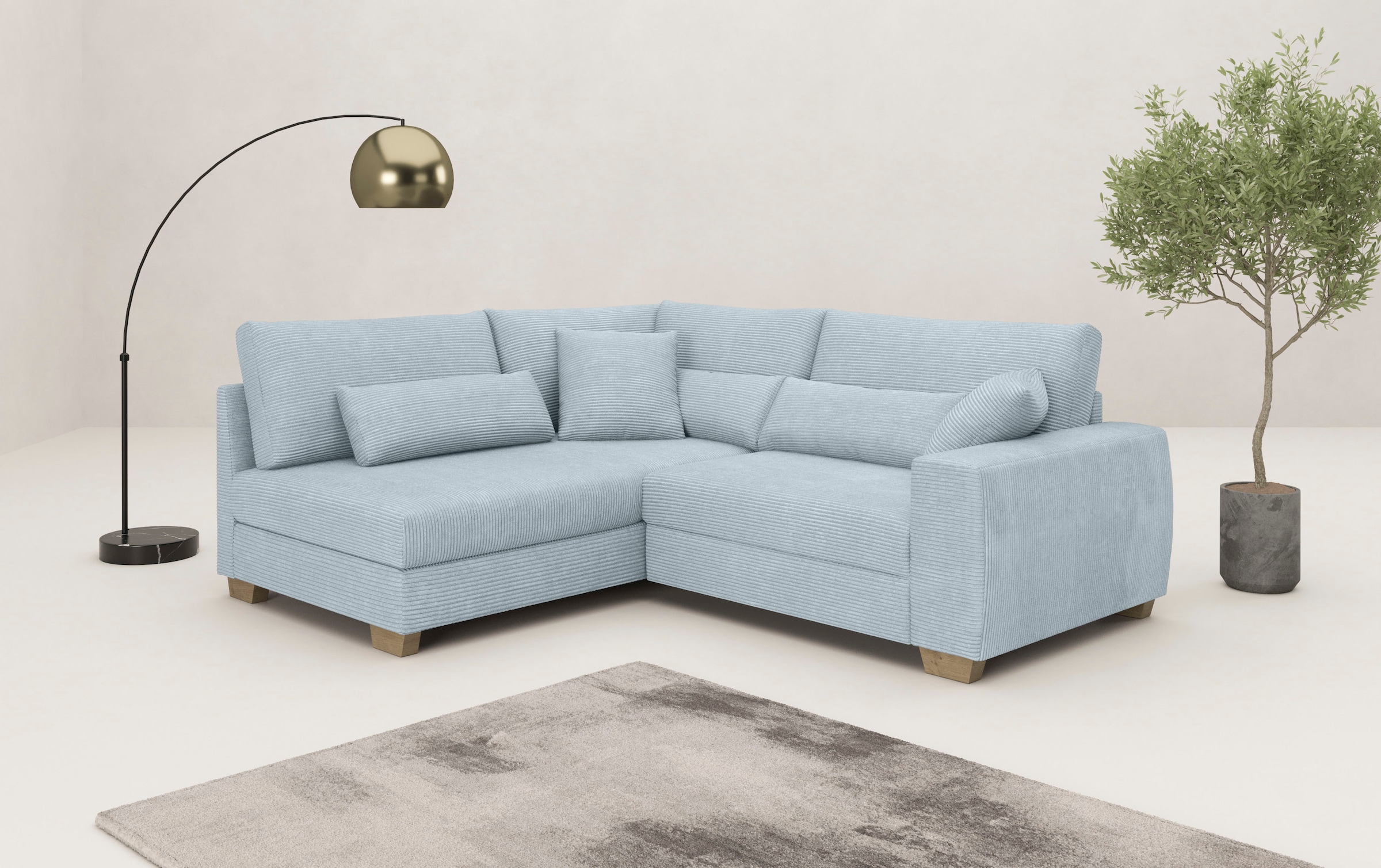 Mr. Couch Ecksofa "Hilla L-Form" Mit Federkern, wahlweise mit Bettfunktion günstig online kaufen