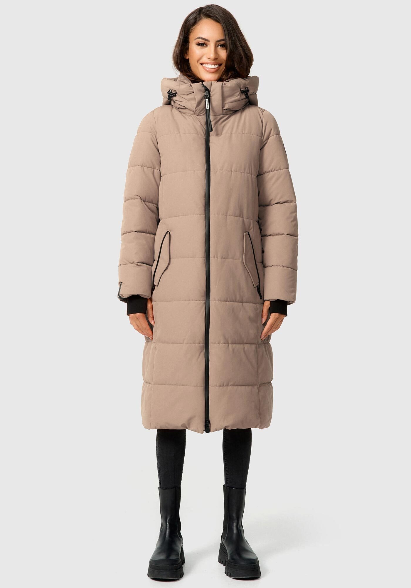 Marikoo "Zuraraa XVI" mit Kapuze langer Winter Mantel gesteppt