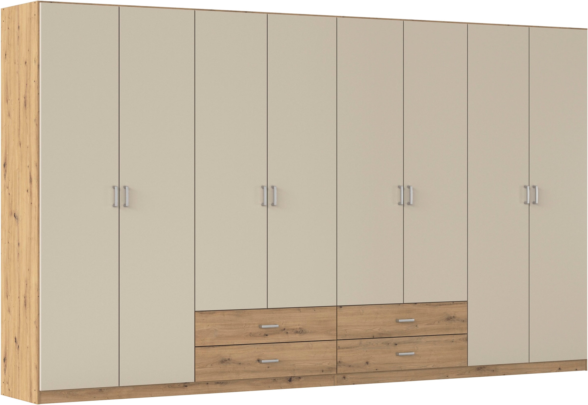 rauch Drehtürenschrank "Kleiderschrank Garderobe GAMMA Breiten 360 cm" in 3 Ausstattungen BASIC/CLASSIC/PREMIUM (inkl. SOFT-CLOSE-Funktion), mit Schubladen, verschiedene Griff-Varianten TOPSELLER MADE IN GERMANY