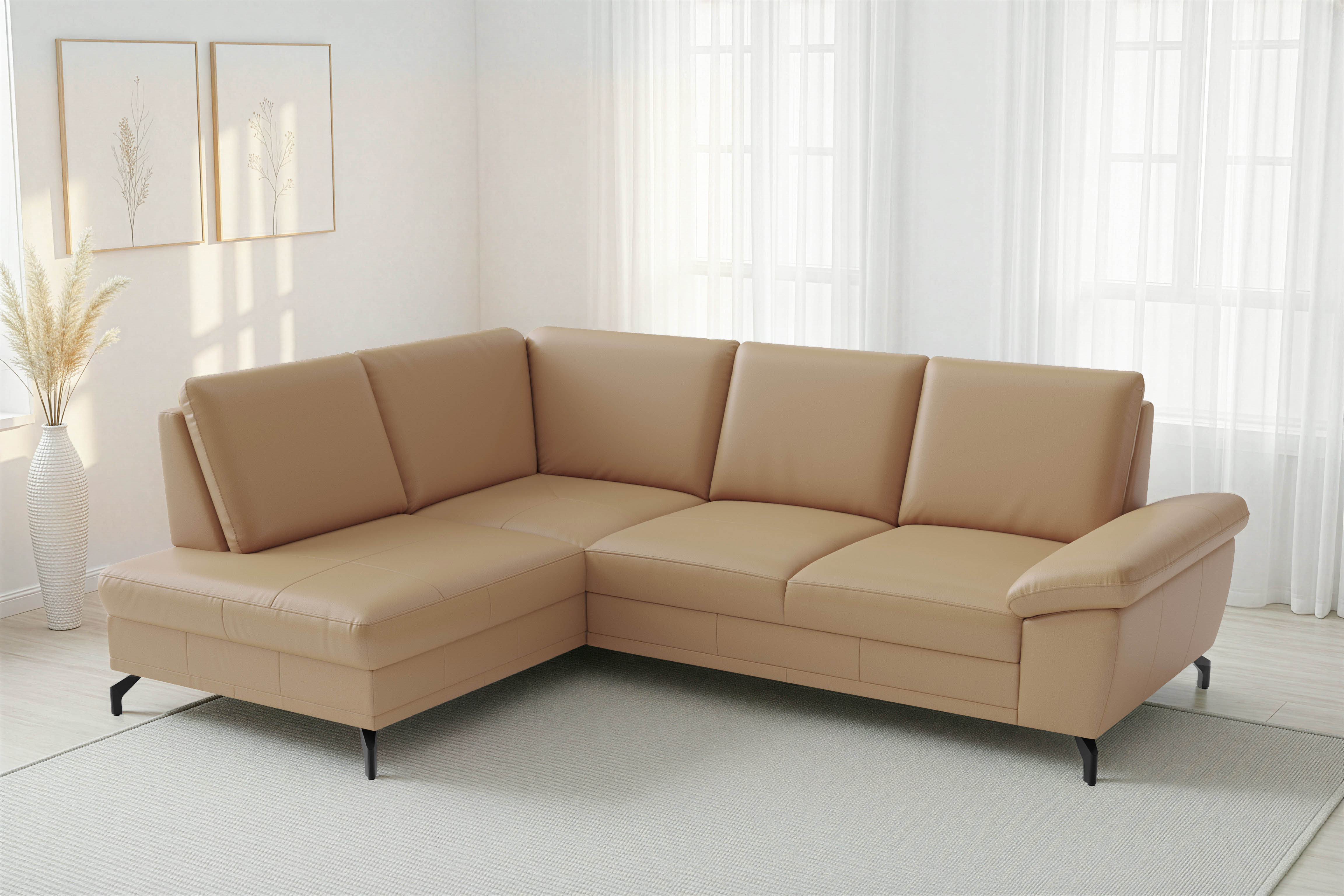 sit&more Ecksofa "Chelsea L-Form, B: 249 cm, Armteil- & Sitztiefenverstellung, Leder" optional mit Schlaffunktion und Bettkasten