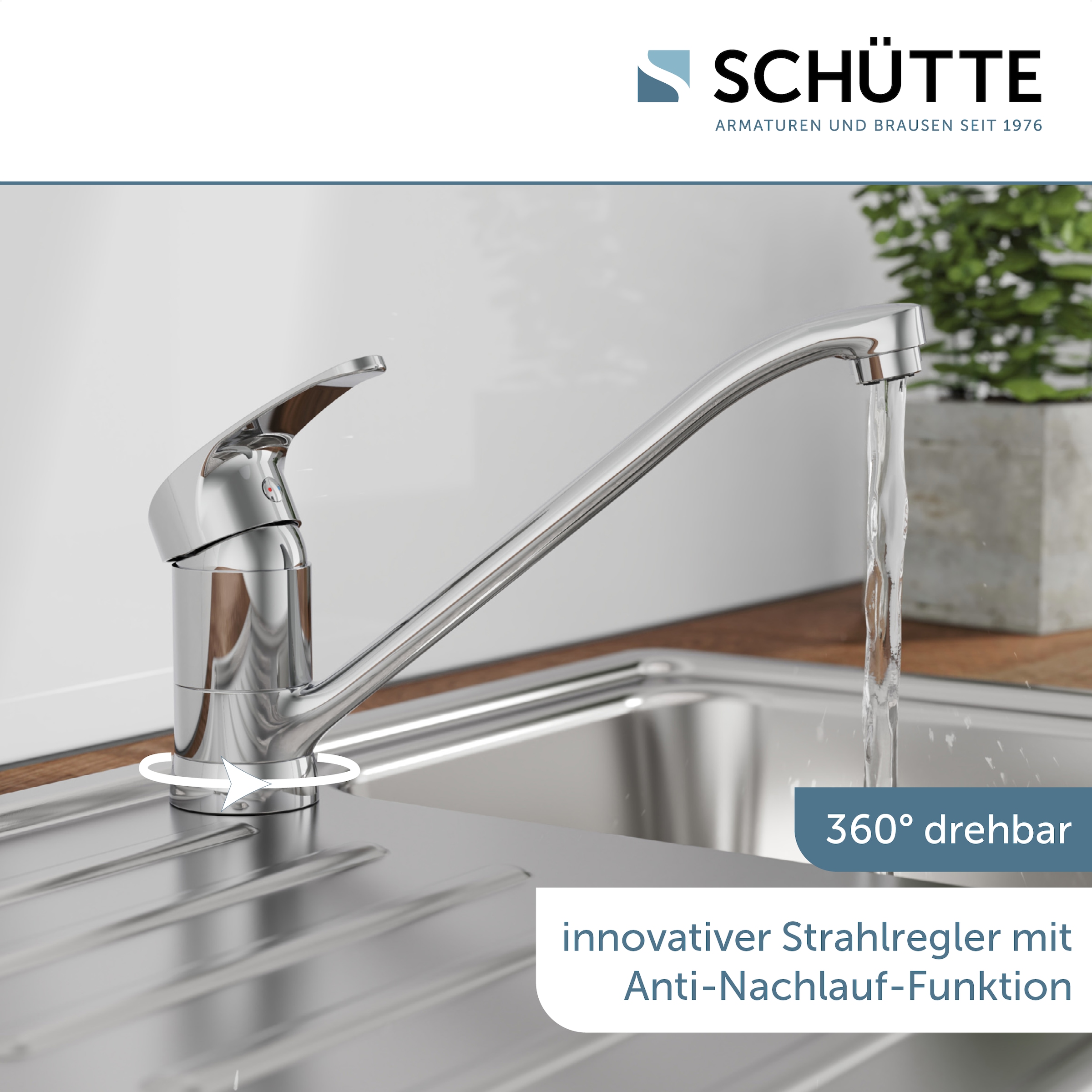 Schütte Spültischarmatur »CELLINO« Niederdruck Armatur Küche, 360° schwenkbarer Wasserhahn
