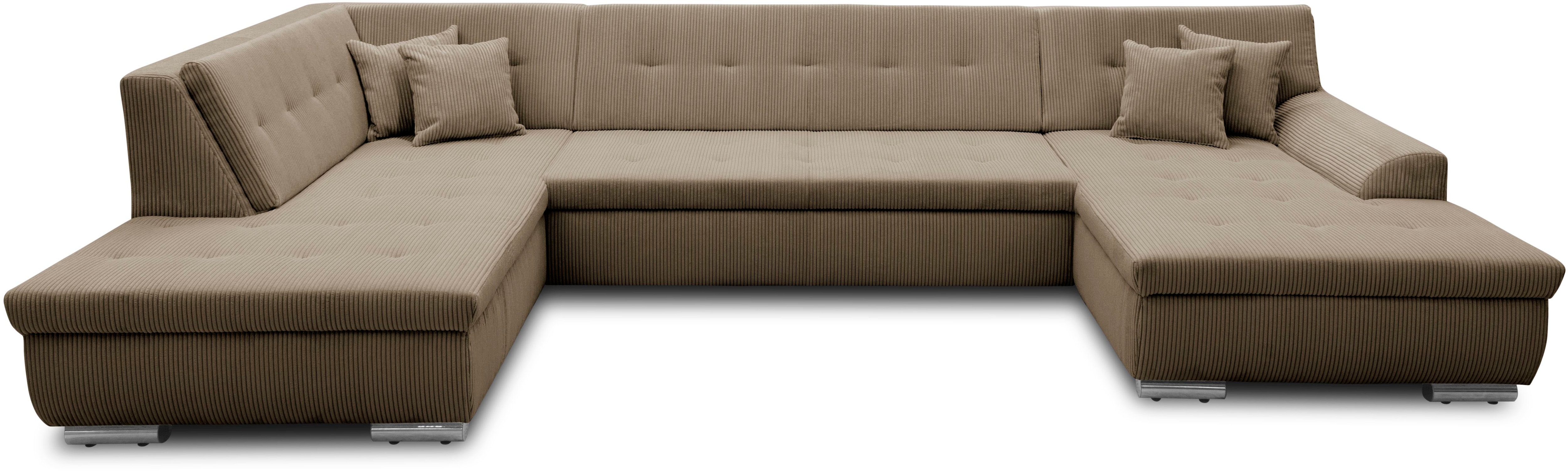 DOMO collection Wohnlandschaft "TREVISO inkl. Zierkissen, moderne Steppung, XXL: 364x201x83 cm" wahlweise mit Bettfunktion, in vielen Bezugsarten auch in Cord U-Form