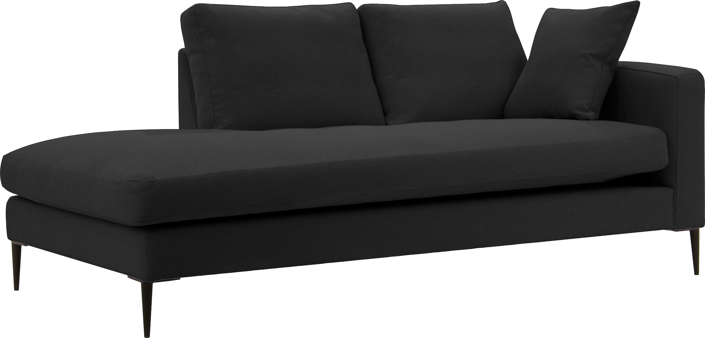 Leonique Recamiere »Cozy Chaiselongue, Maße B/T/H: 195/97/80 cm«, mit losen Kissen und Metallbeinen, Armlehne links oder rechts wählbar