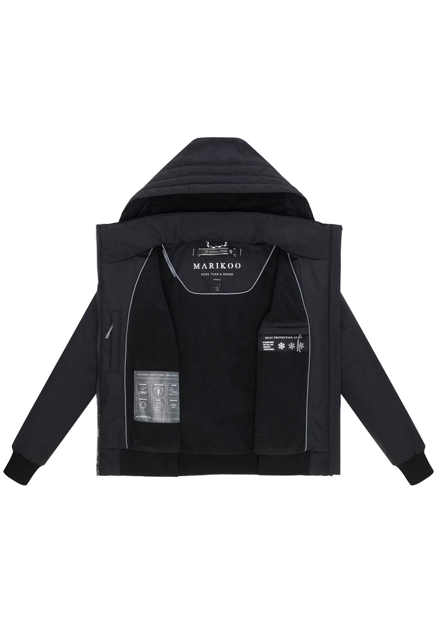 Marikoo Winterjacke »Mooni 16«, Gefütterte Winterjacke mit Kapuze und Kordelzug