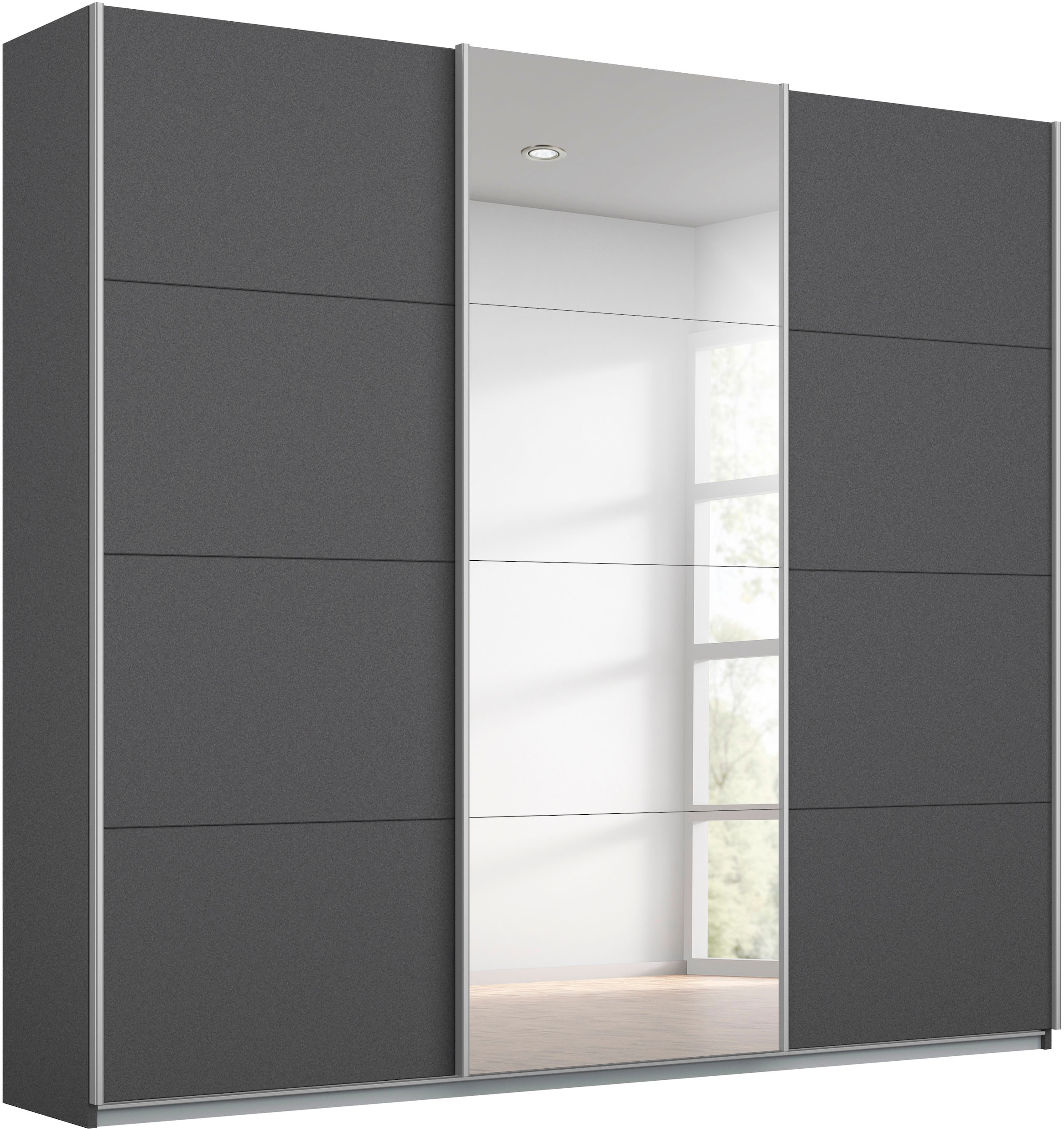 rauch Schwebetürenschrank »Kleiderschrank Schrank Garderobe KOLUNA mit Spiegel« 3 Ausstattungen BASIC/CLASSIC/PREMIUM (inkl. SOFT-CLOSE-FUNKTION),  Breiten 203/271/315/360 cm Höhen 210/229 cm MADE IN GERMANY