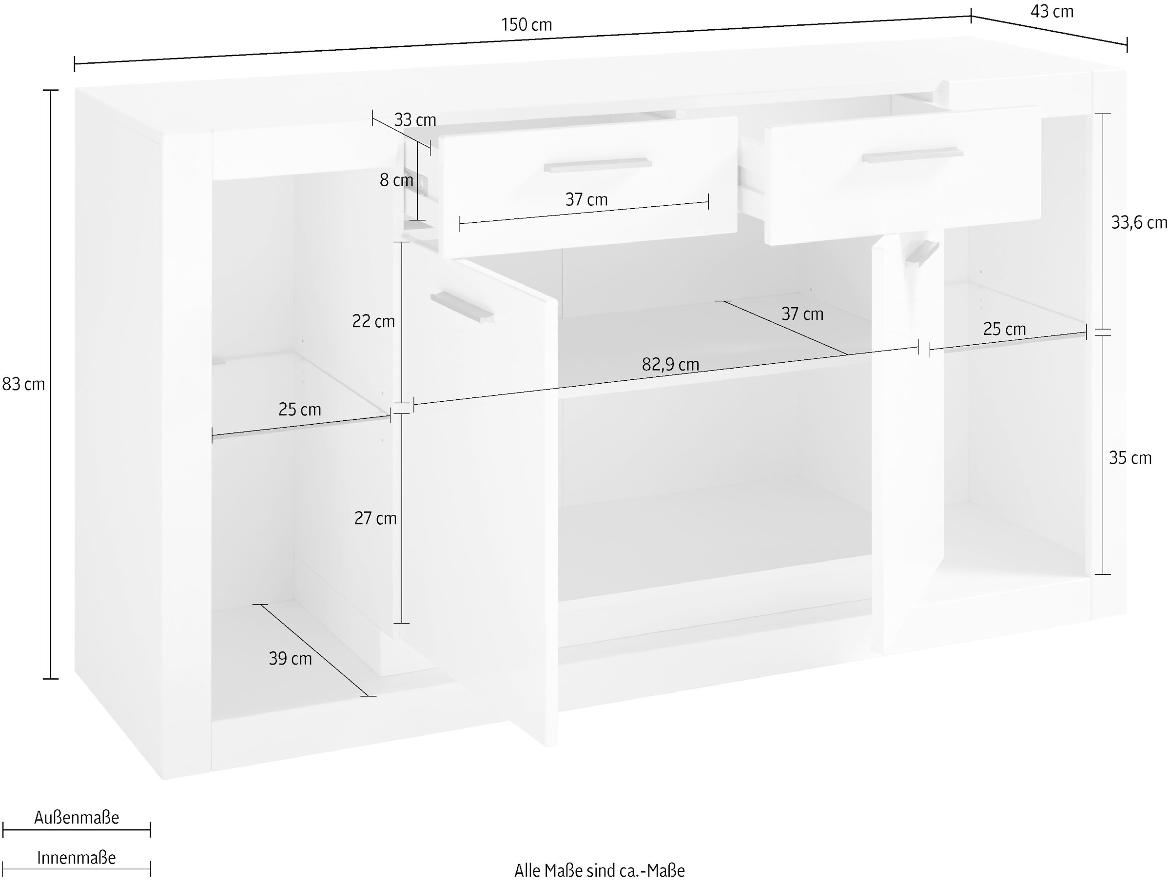 Places of Style Sideboard »MERAN«, Breite ca. 150 cm