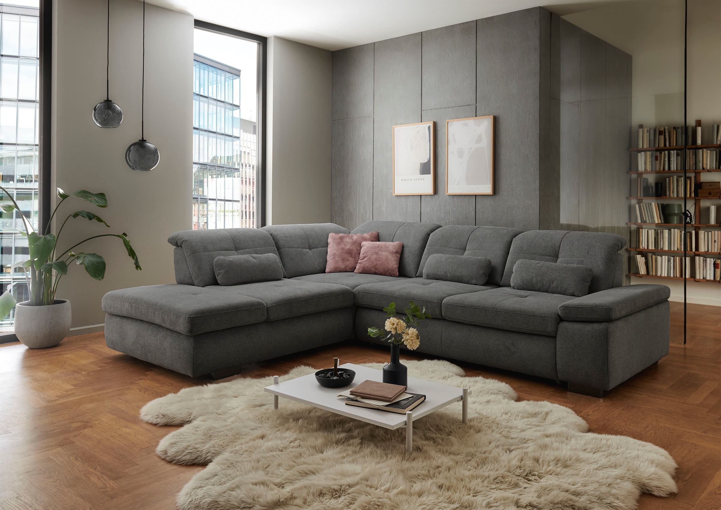 Die PlanBar Ecksofa »MP-IN16012 L-Form mit Federkern-Polsterung«, inkl. Sitztiefenverstellung, optional mit Funktionen