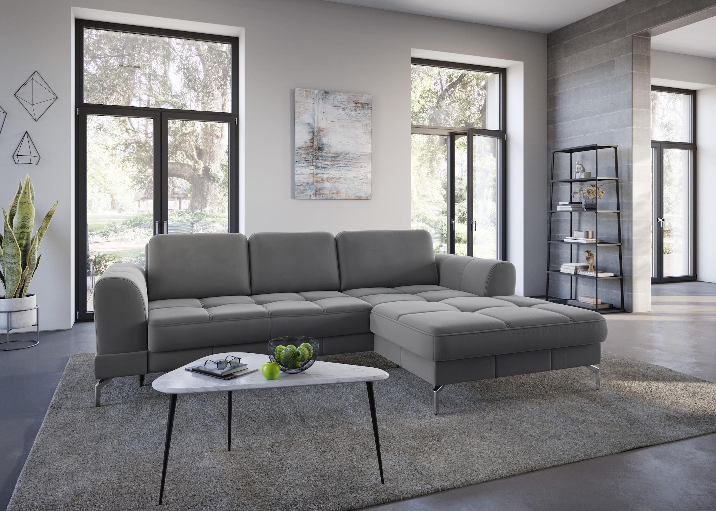 sit&more Ecksofa "Bendigo L-Form" inklusive Sitztiefenverstellung, Bodenfreiheit 15 cm, 2 Fußfarben