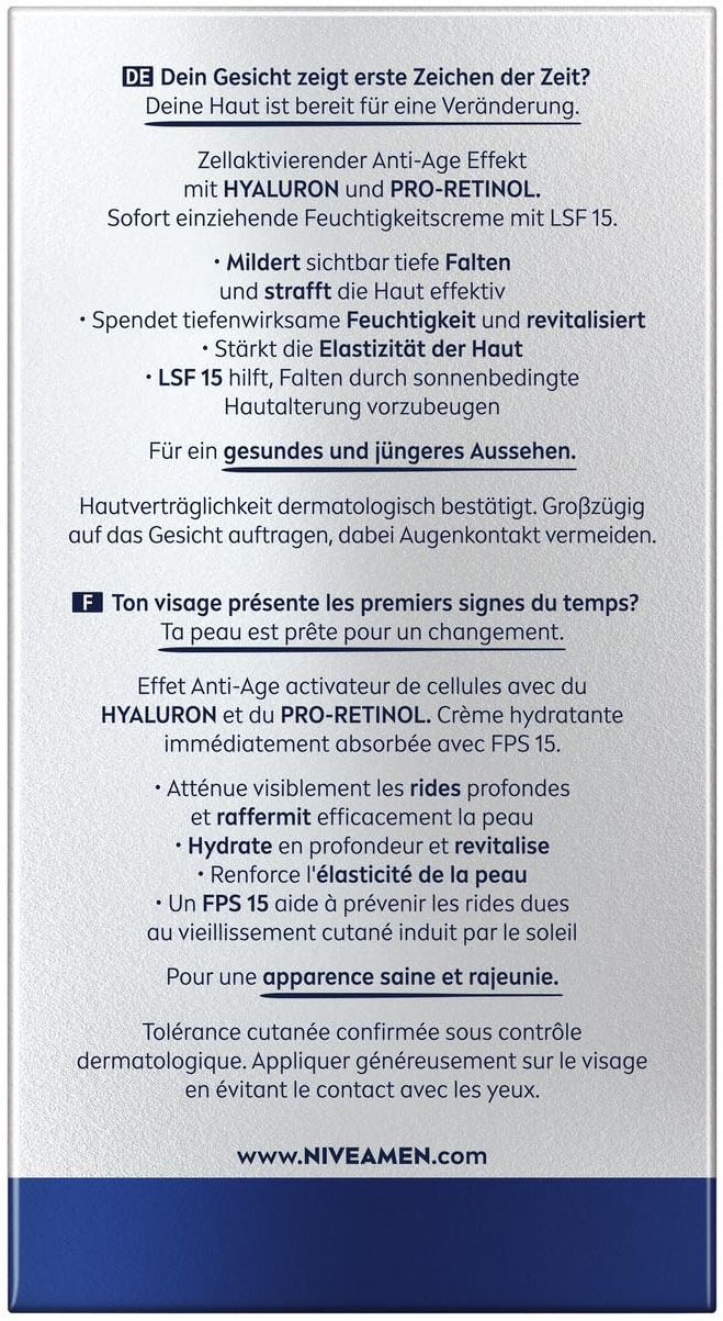 Nivea Men Anti-Aging-Creme »ANTI-AGE HYALURON Feuchtigkeitspflege«