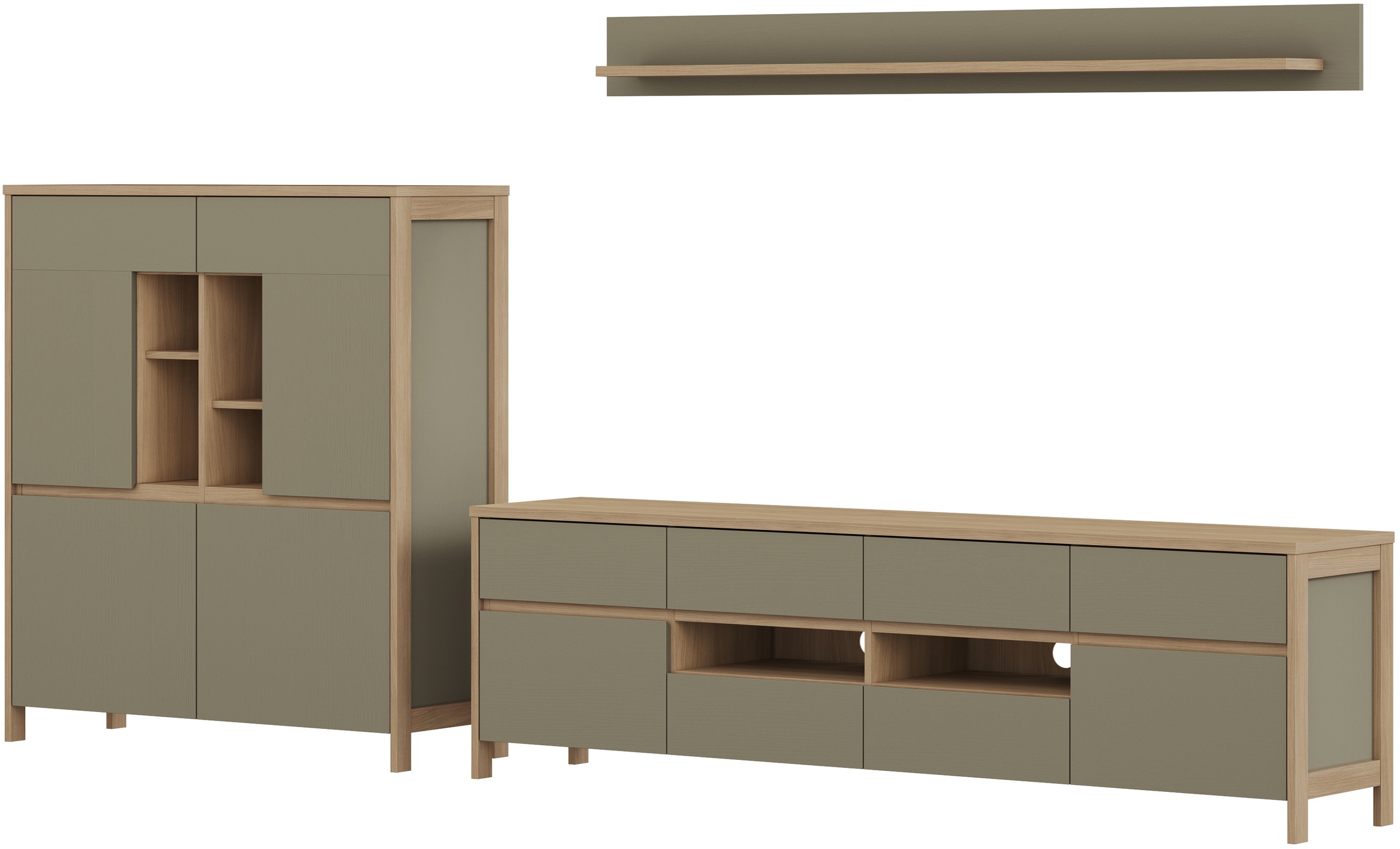 Home affaire Wohnwand "Stranda, moderne Anbauwand, Komplettset im Scandi-St günstig online kaufen