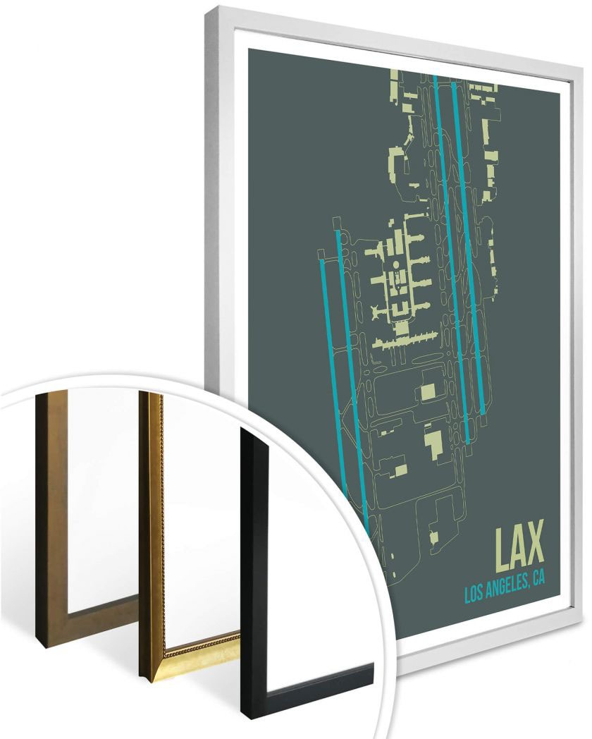 Wall-Art Poster »Wandbild LAX Grundriss Los Angeles«, Grundriss, (1 St.), Poster ohne Bilderrahmen
