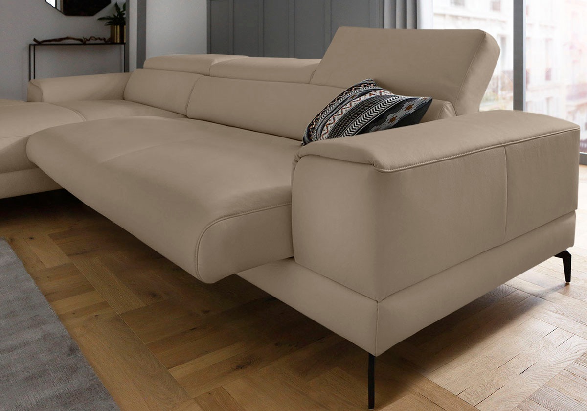 W.SCHILLIG Ecksofa »piedroo, Designsofa mit tollem Sitzkomfort, bequem, L-Form«, Kopfteilverstellung, wahlweise mit Sitztiefenverstellung, Breite 343cm