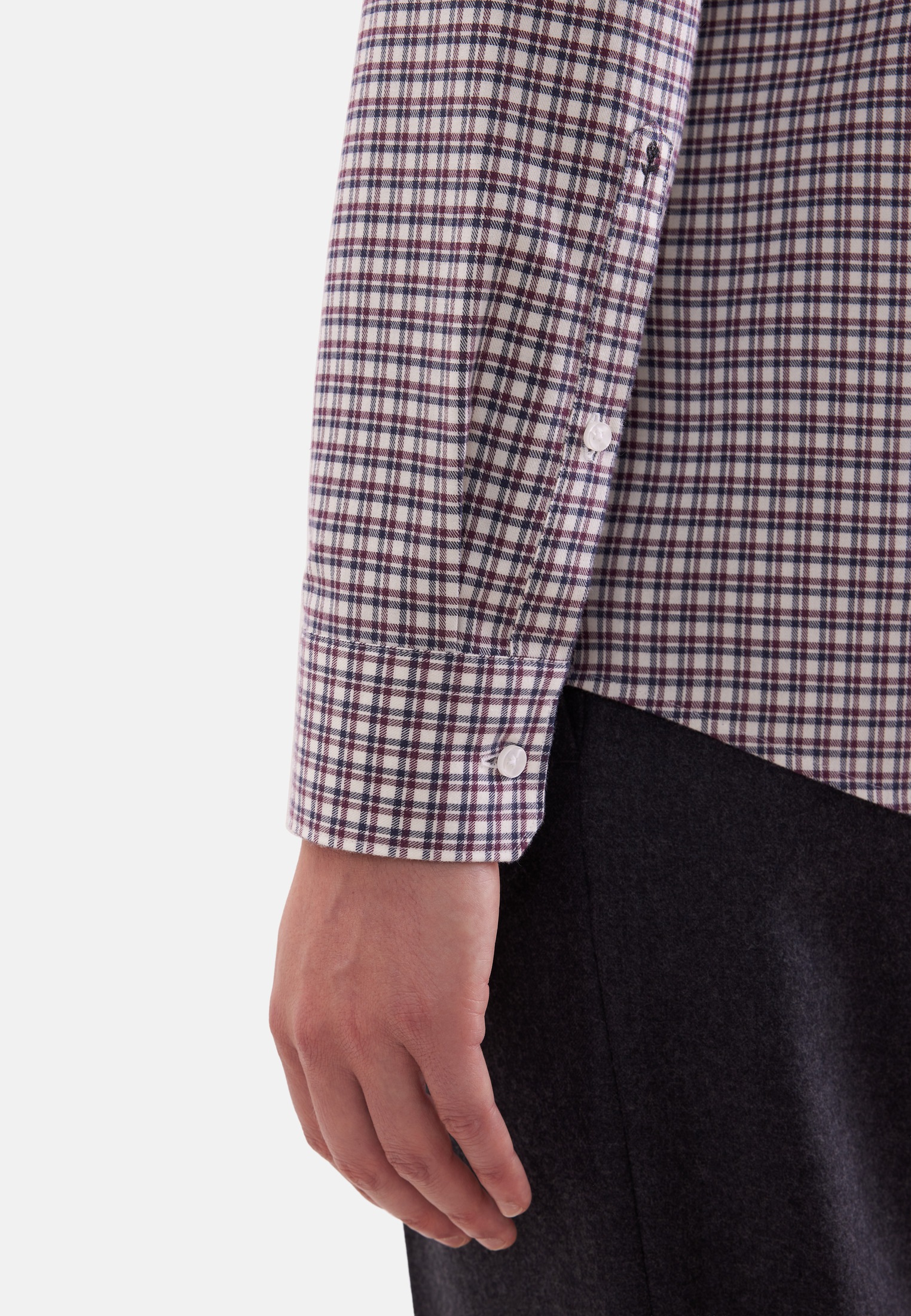 seidensticker Flanellhemd »Schwarze Rose« Regular 1/1 Button-Down-Kragen Karo