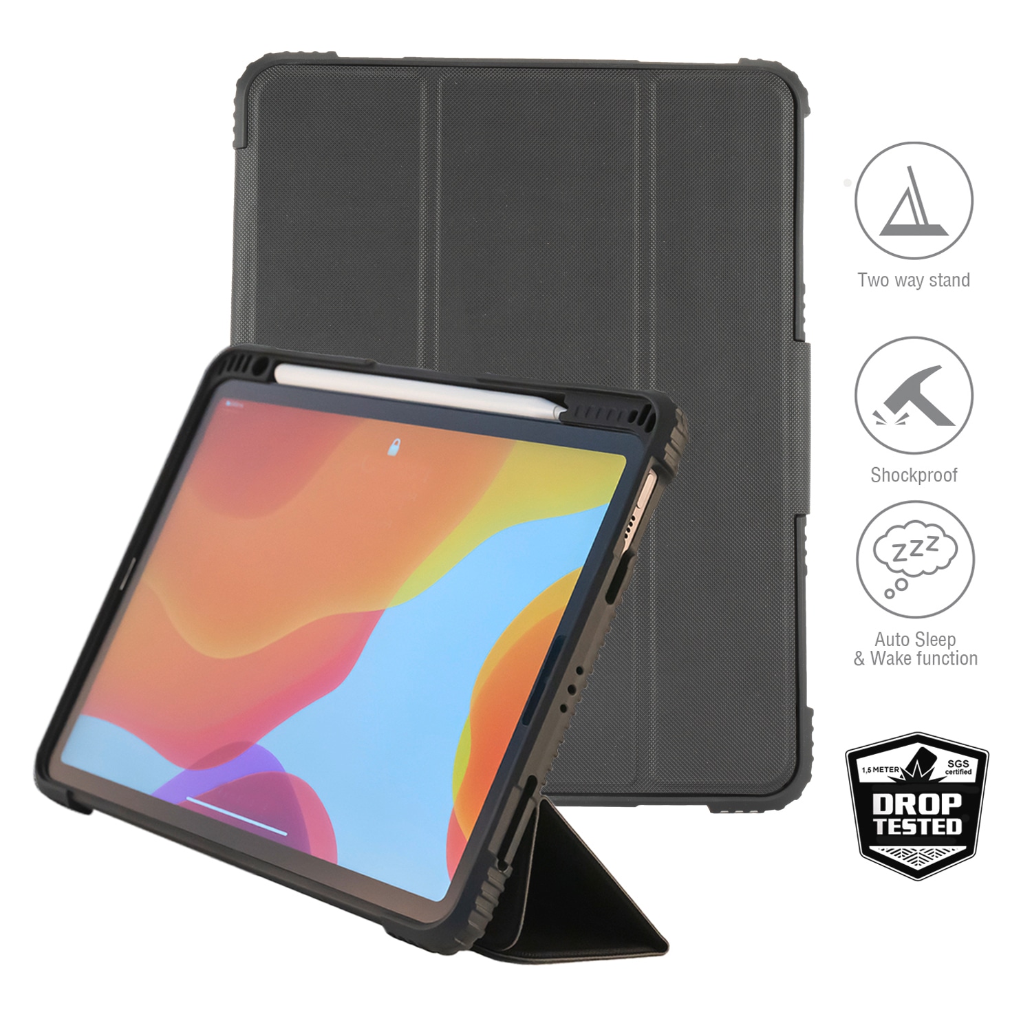 4smarts Tablet-Hülle »Folio Case Endurance für Apple iPad 10.2" (2019/20/21)«, iPad 10.2 (2019/ 20/ 21), Backcover, Schutzhülle, Tabletschutzhülle, Case, Schutzcase, stoßfest