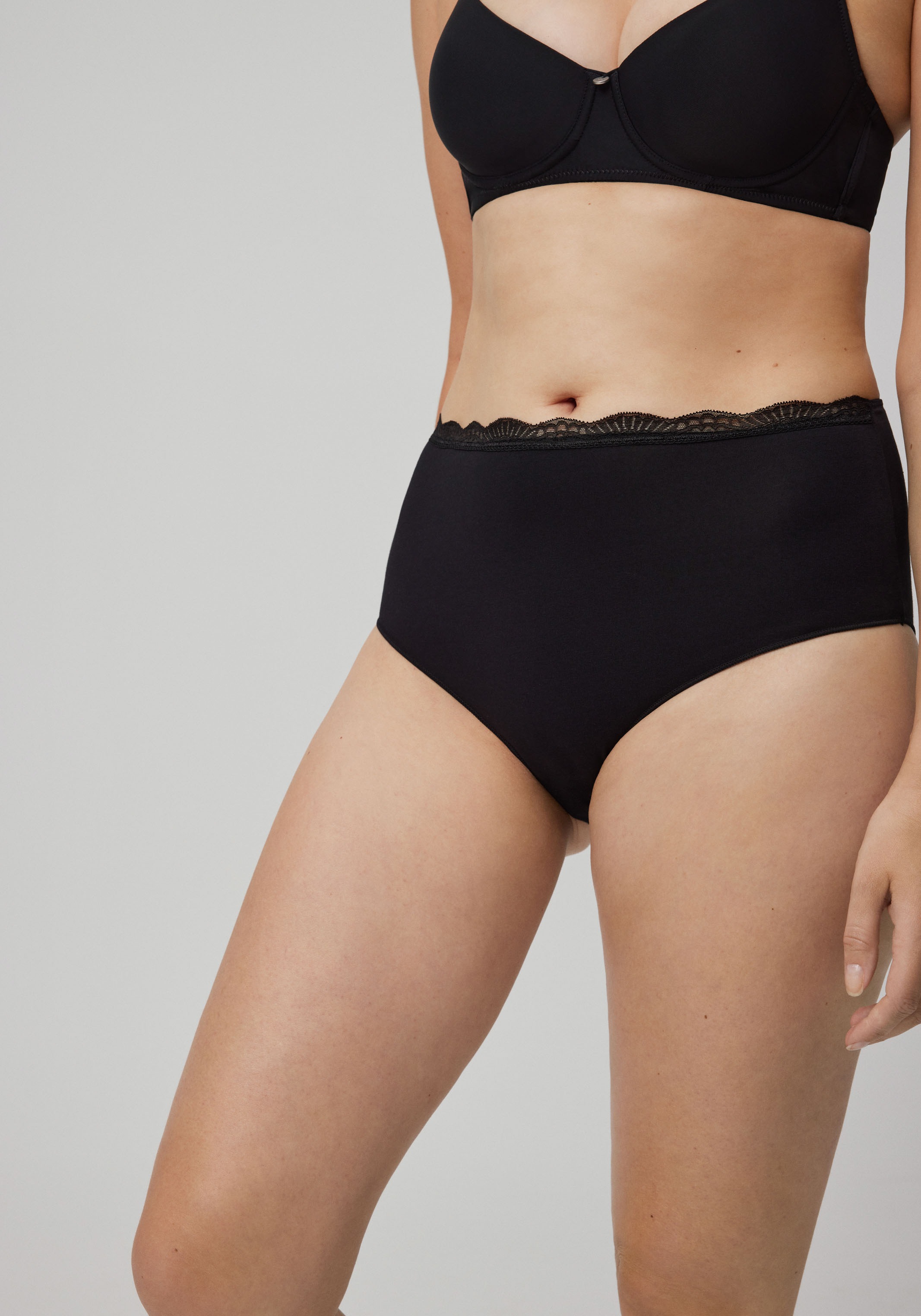 Thumbnail - YSABEL MORA Taillenslip "BASIC COLLECTION COTTON WITH LACE" 3er Pack, hochgeschnitten und mit zarter Spitze verfeinert