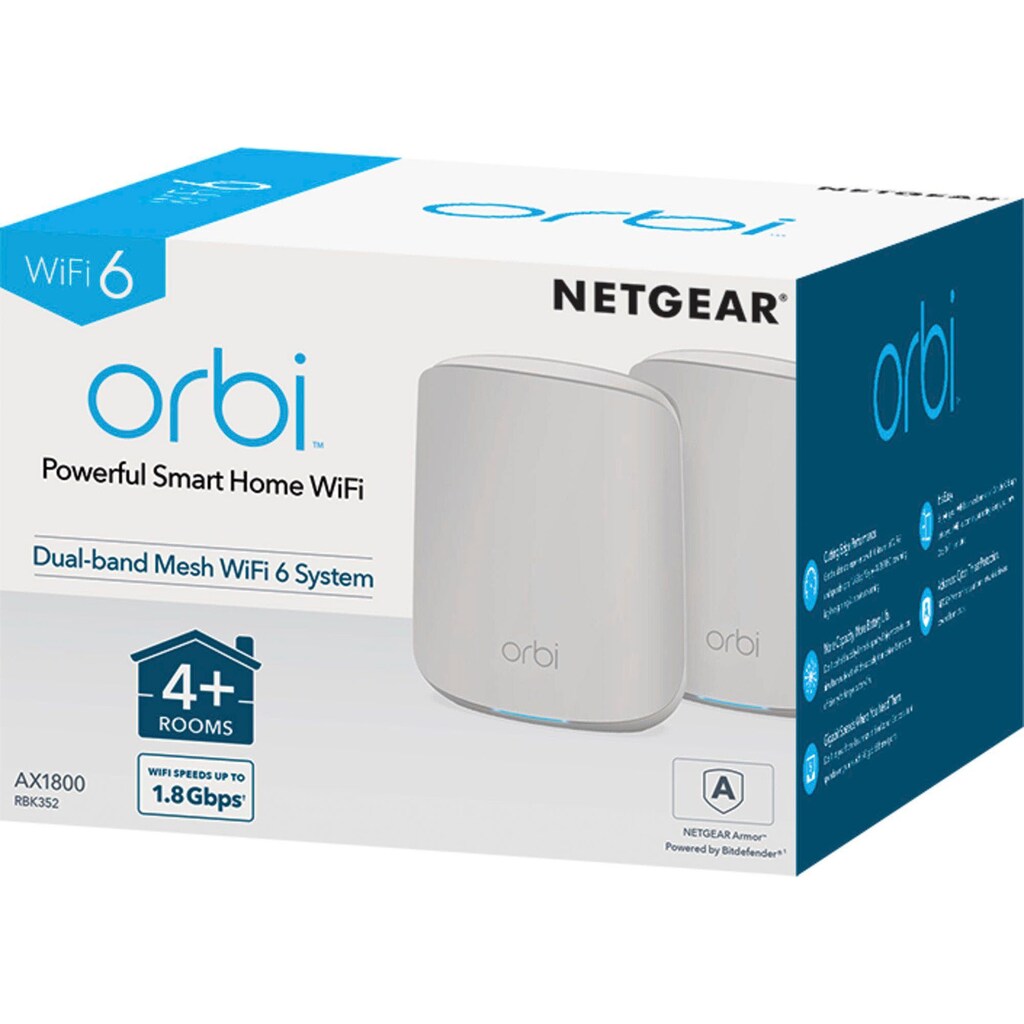 NETGEAR WLAN-Router »Orbi Dual-Band WiFi 6 Mesh-System, 1,8 Gbit/s + 1 Satellit«