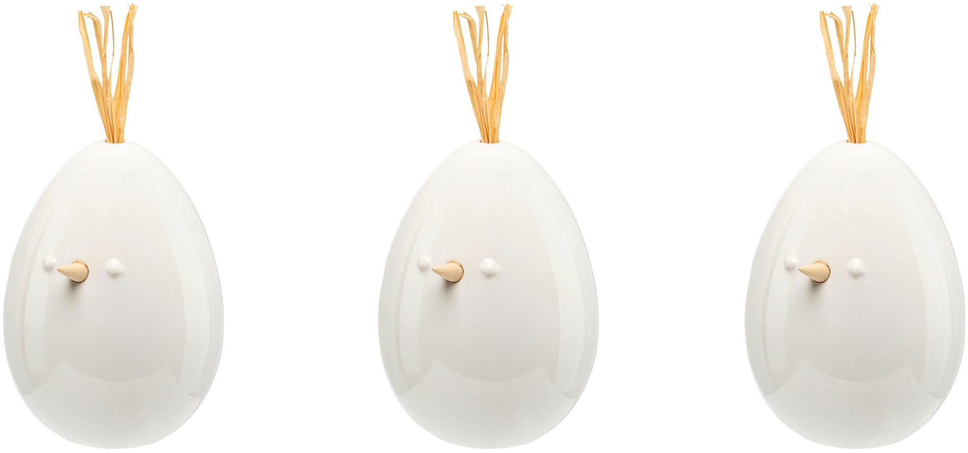 Osterei »Huhn, Ei mit Applikation«, Frühjahrsdeko aus Keramik