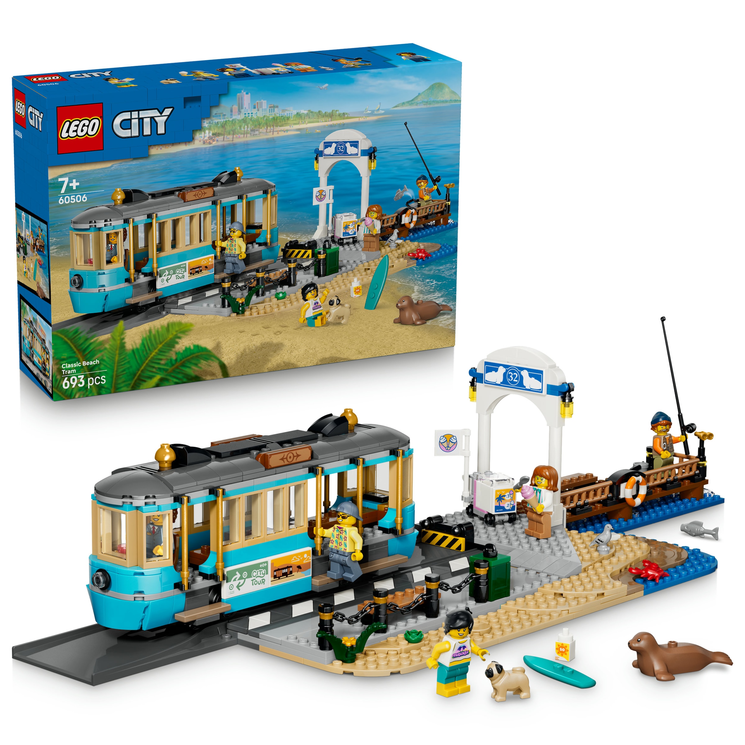 LEGO® Konstruktionsspielsteine »Klassische Strandstraßenbahn (60506), LEGO City« Made in Europe