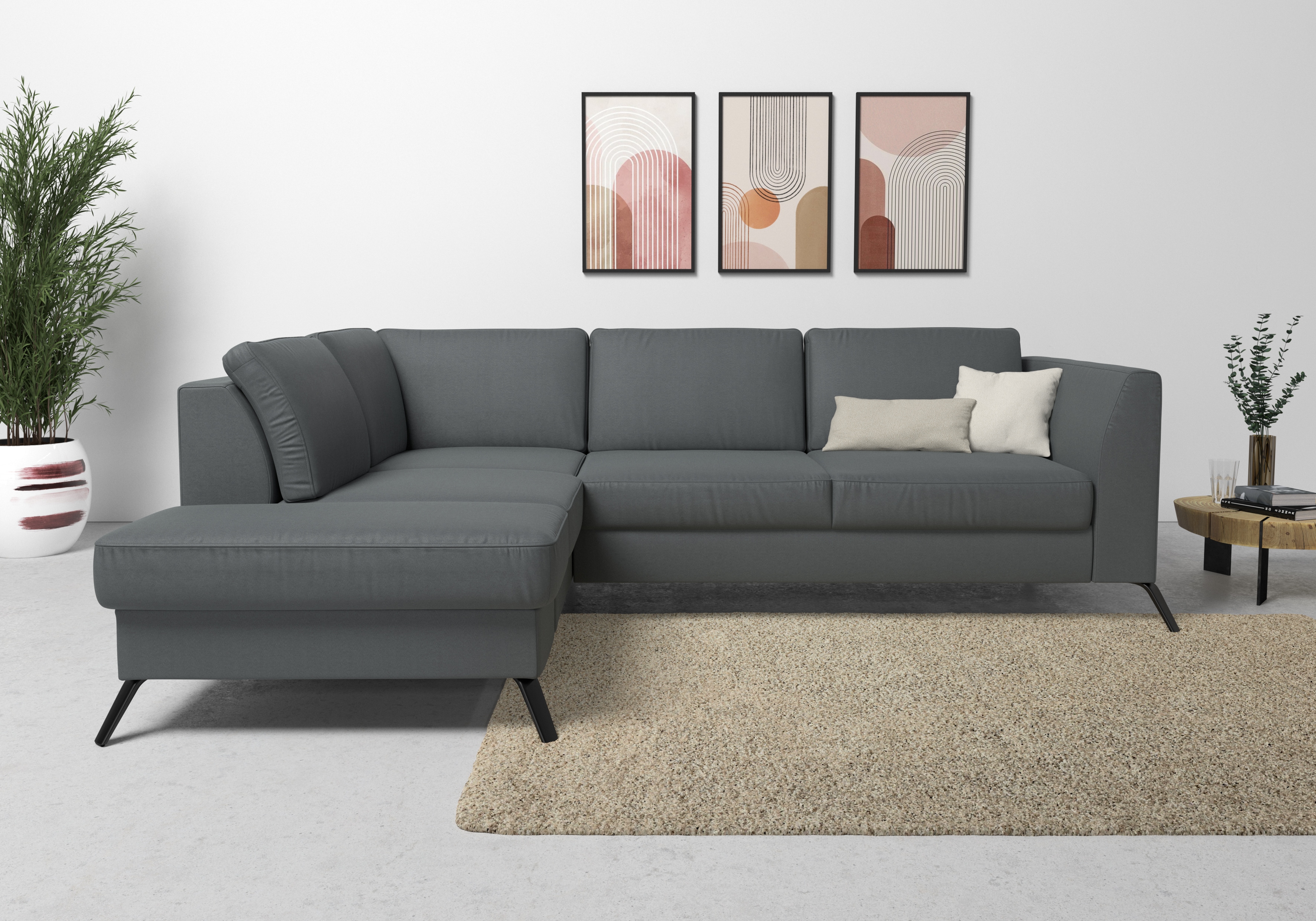 sit&more Ecksofa "Olsen L-Form" inklusive Sitztiefenverstellung, optional Schlaffunktion, 15cm hoch