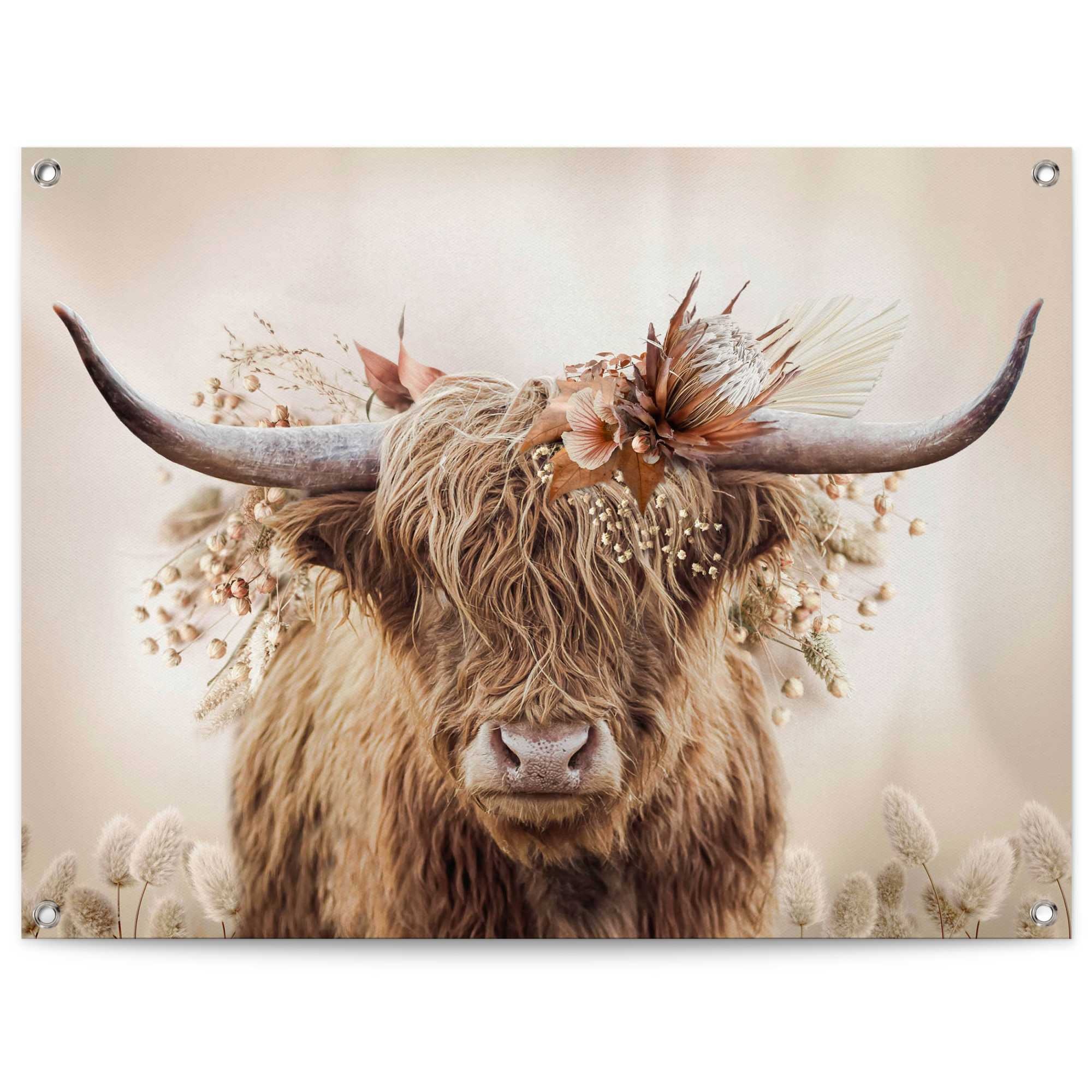 Reinders Poster "Highlander in Blumen", Outdoor für Garten oder Balkon günstig online kaufen