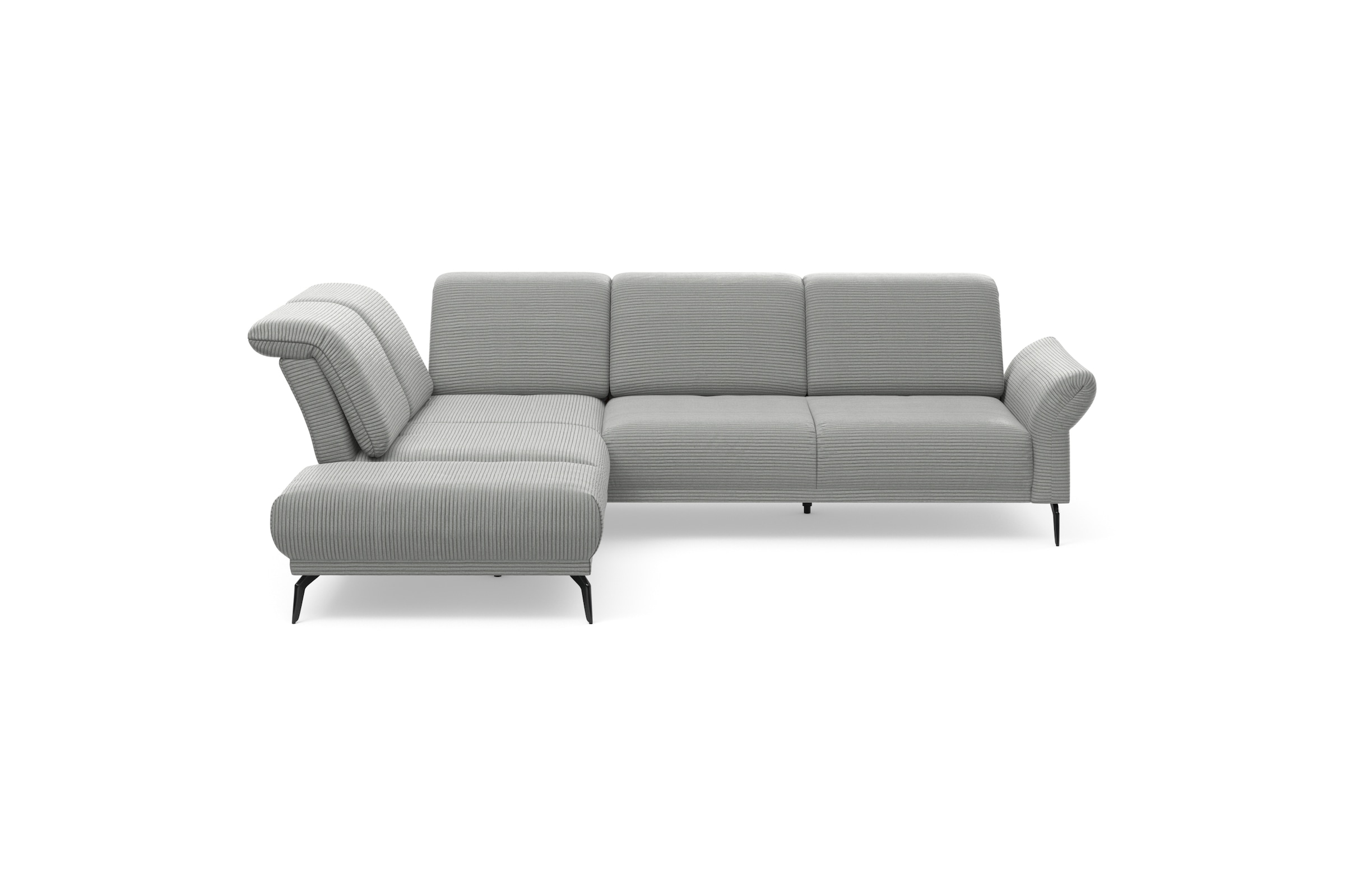 INOSIGN Ecksofa »Coco L-Form«, Sitztiefen-, Arm- und Kopfteilverstellung, Cord-Bezug, Fußhöhe 15 cm