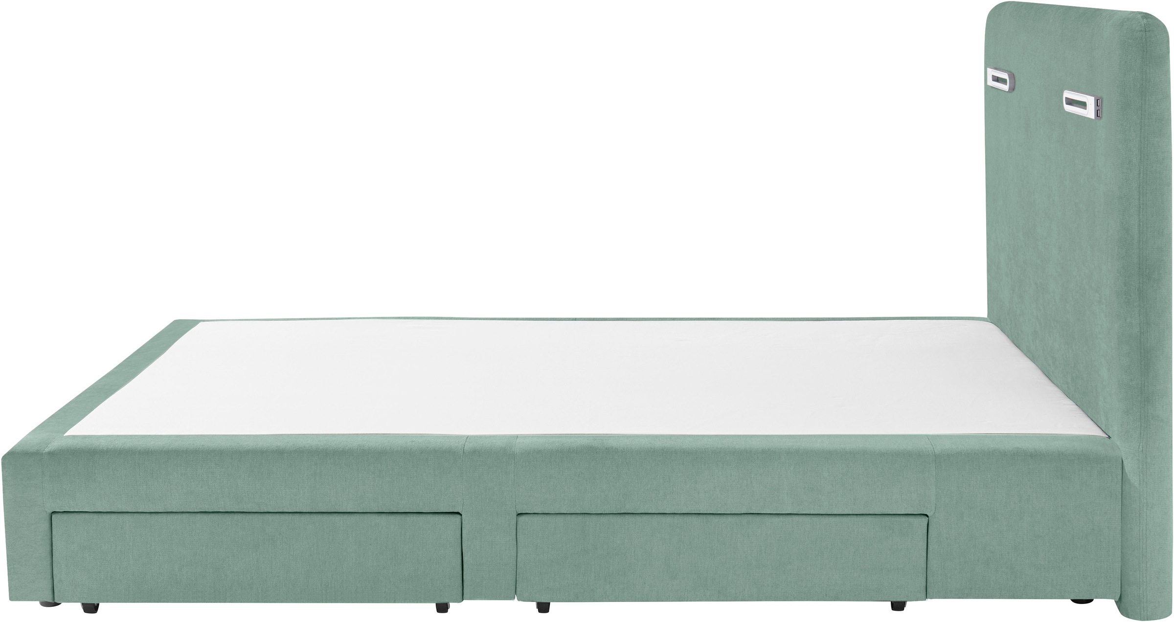 Boxbett HOME AFFAIRE "Luan", blau (turquoise), B:127cm L:211cm, Komplettbetten, Boxspringbett, Schubkästen, LED-Beleuchtung und Topper, in Breite 120 cm und 180 cm 9