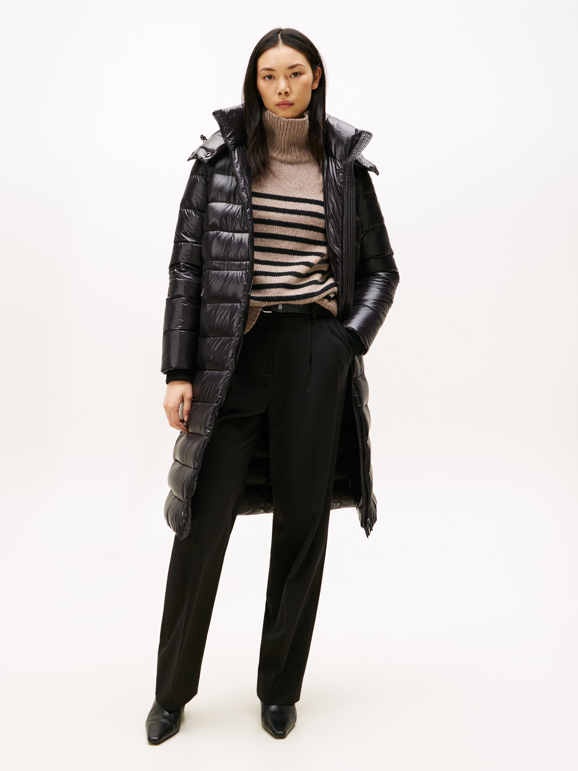 Tommy Hilfiger Steppmantel »GLOSS HW DOWN WAIST REG MAXI«, in leicht glänzender Optik