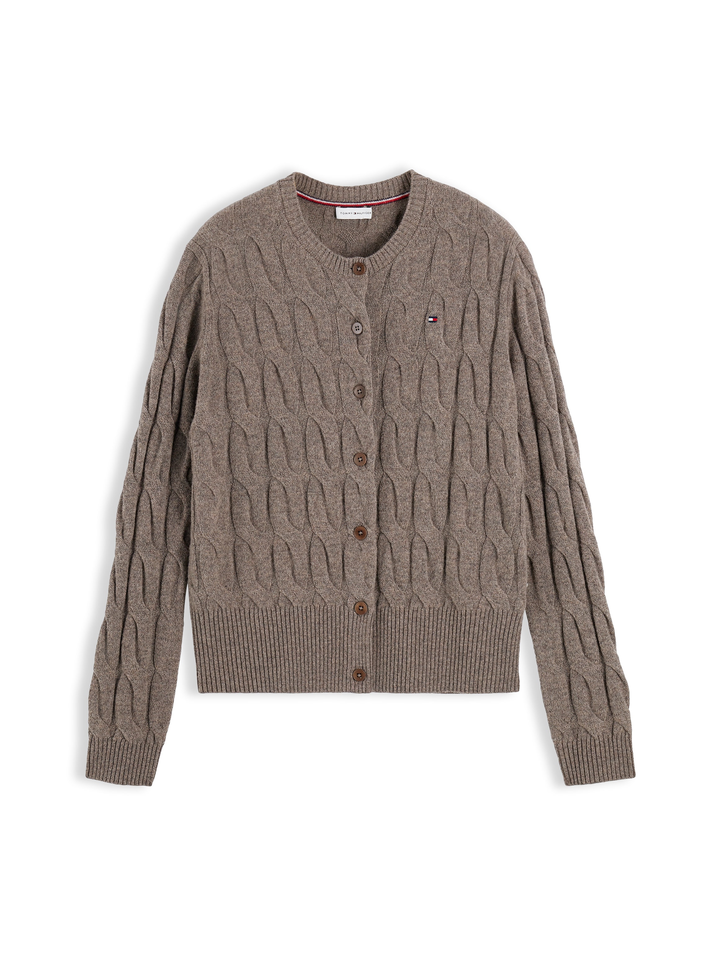 Tommy Hilfiger Strickjacke »SOFT WOOL CARDI« Wolle, Zopfstrickmuster